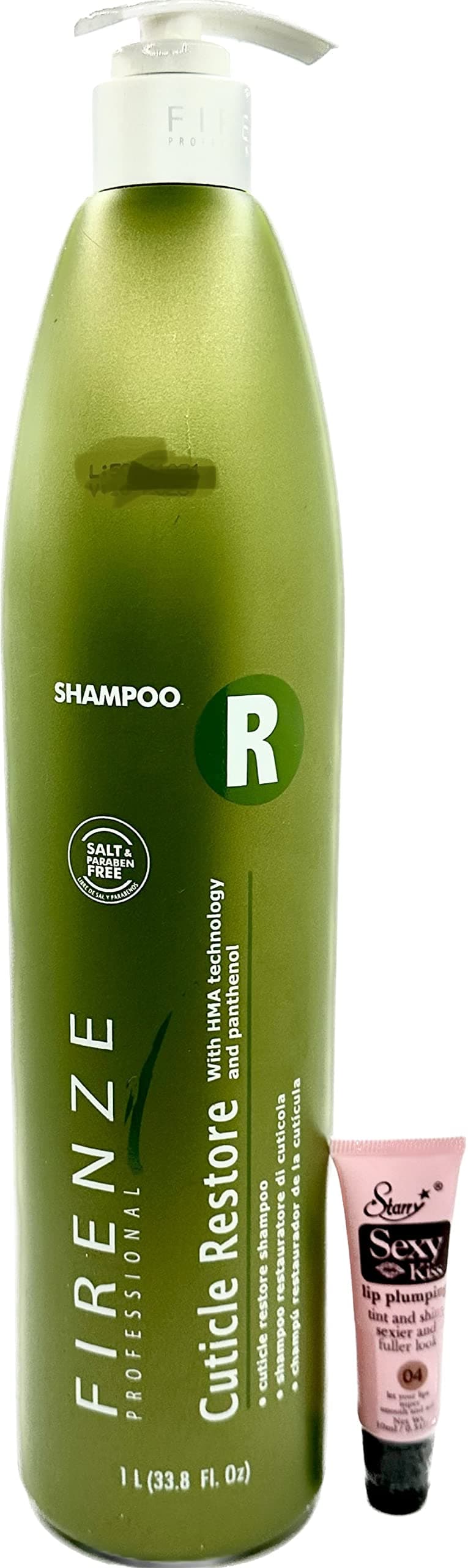 Firenze Professional Cuticle Restore Shampoo 1000ml/ 33.8 oz - Free Starry Lip Plumping Gloss 10ml