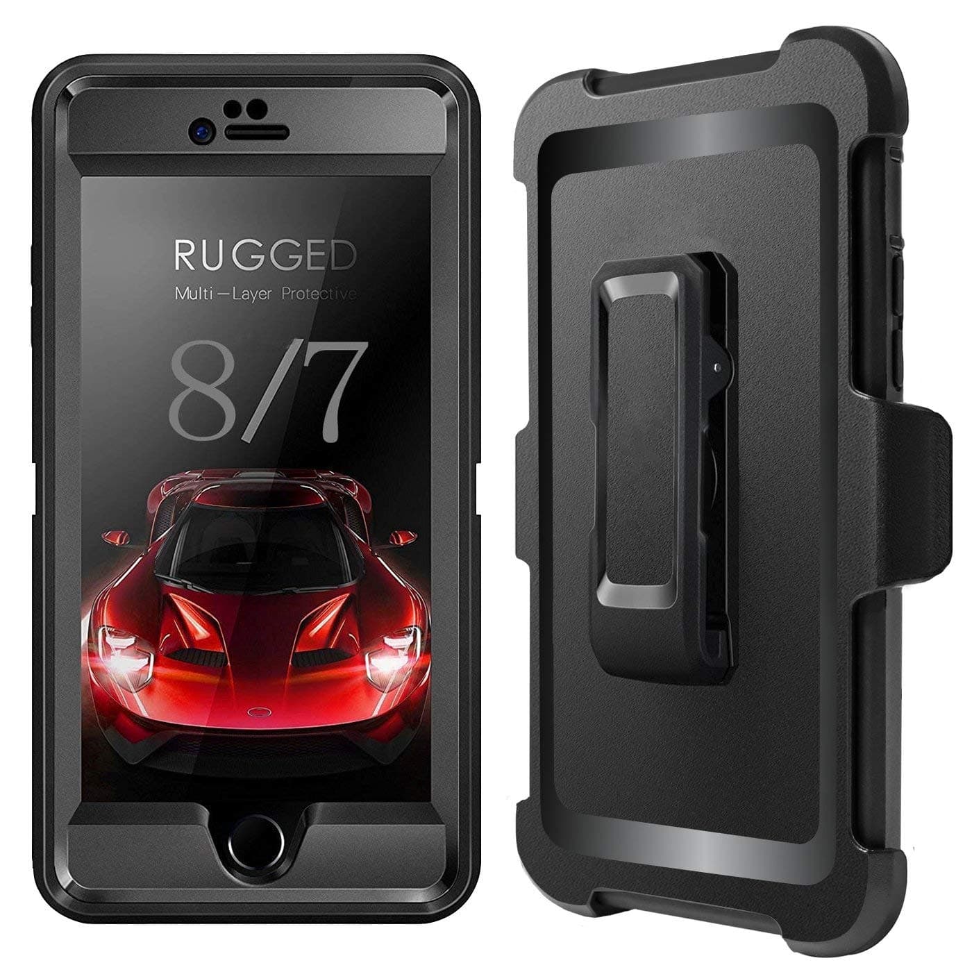 iPhone 8 Case,PTUNA iPhone 7 Defender Case with Belt Clip, Kickstand, Holster, Heavy Duty, Separate Screen Protector Included, Rugged Rubber Case Compatible with iPhone 7 & iPhone 8