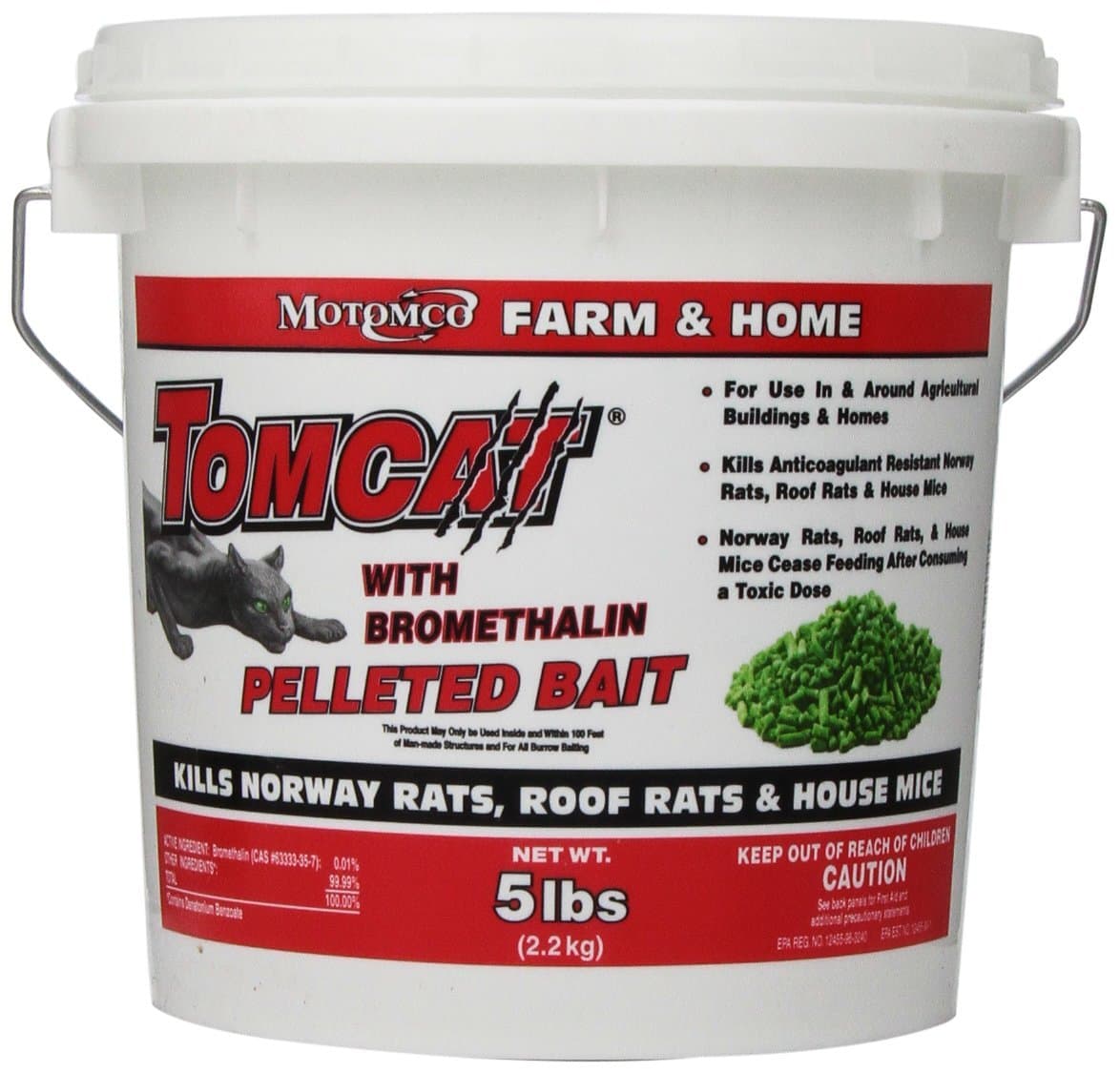MOTOMCO Tomcat Mouse and Rat Bromethalin Pellets, 5-Pound