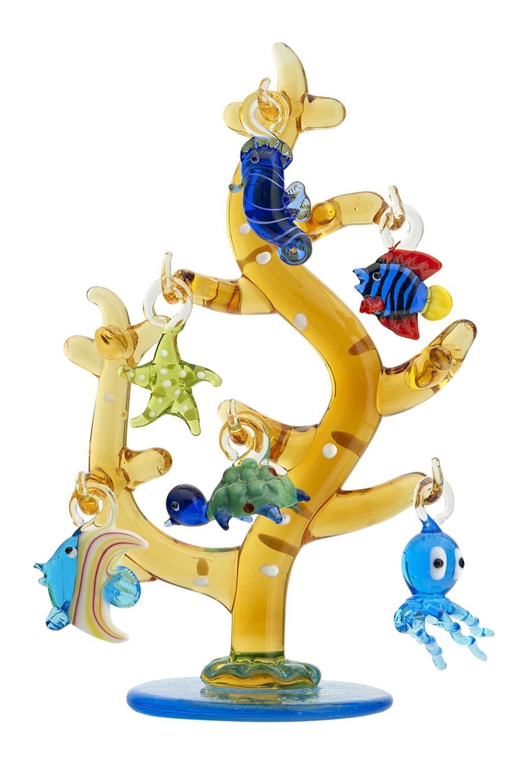 6" Glass Coral Tree with Sea Life Ornaments