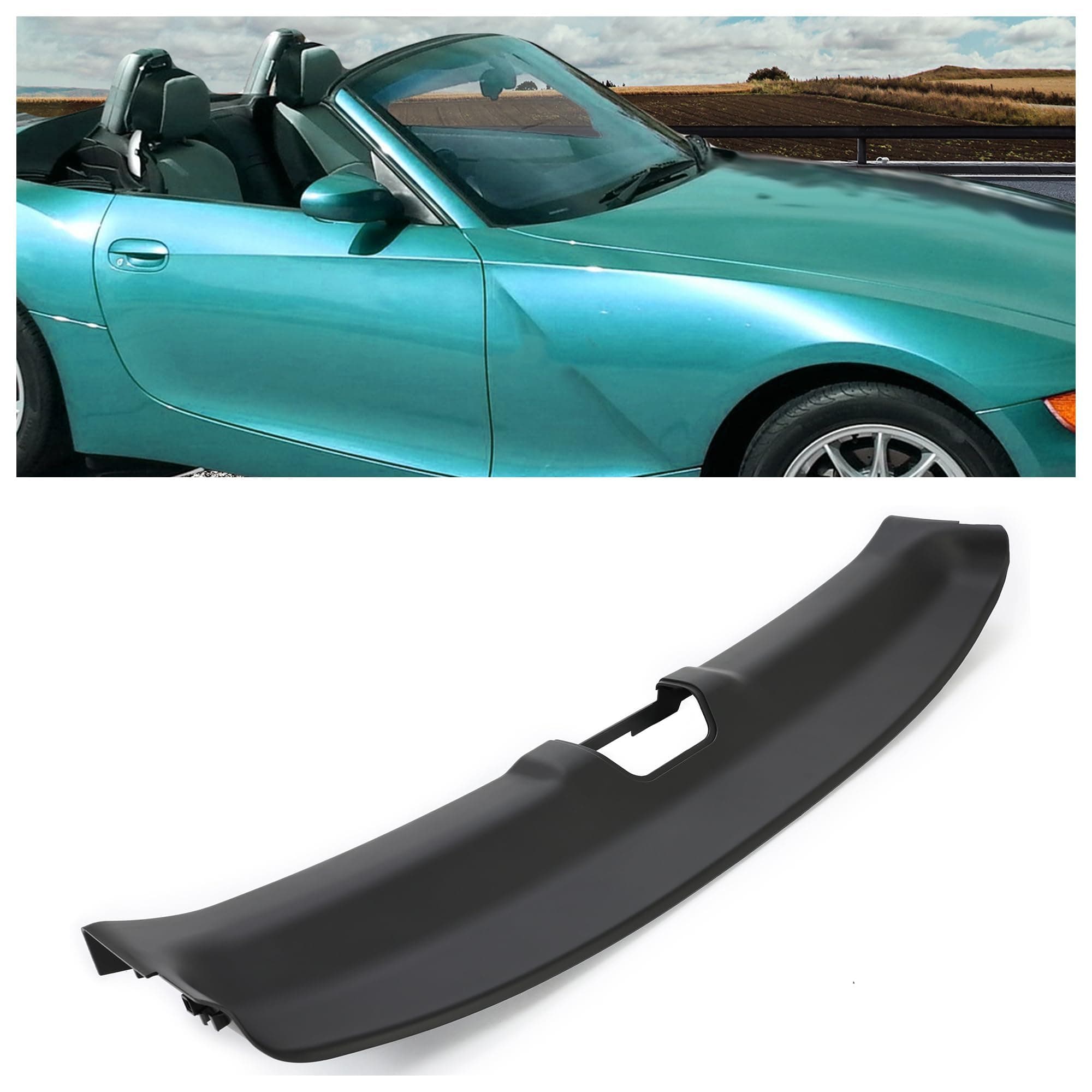 Windshield Frame Cover Compatible with 2003-2008 BMW Z4 Roadster E85 Replacement for 54317056282 7056282 Front Windshield Hood Panel Cover Primer Black