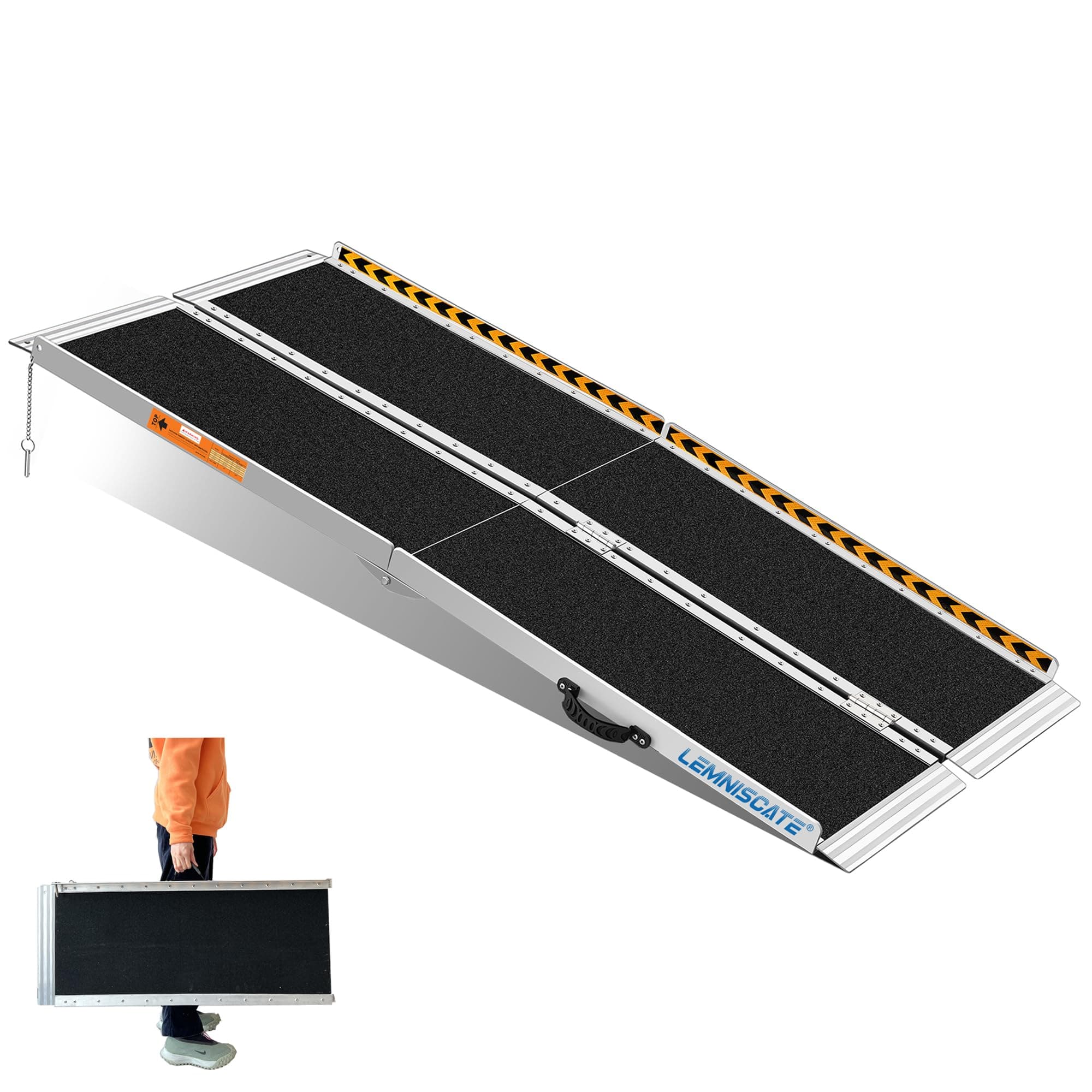 LEMNISCATE Portable Wheelchair Ramp 5FT, Non-Slip Aluminum Handicap Ramp with Handle, Folding Wheel Chair Ramps for Homes Steps, Stairs, Entry, Threshold, Doorways, Scooter, 800LBS Capacity