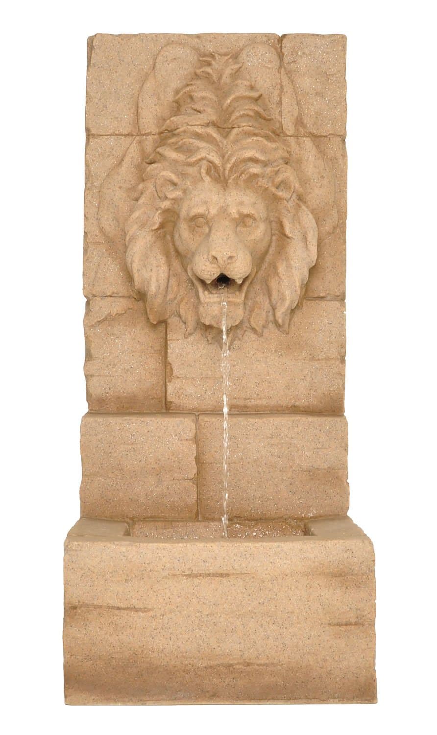 Zenvida Lion Head Waterfall Outdoor Garden Fountain 39" Sandstone Finish