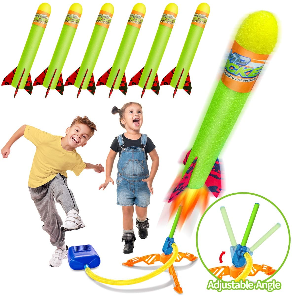 Banvih Toy Rocket Launchers for Kids-Outdoor Toys for Boys with 6 Foam Air Jump Rockets-Perfect Sports Games Gifts for Toddlers, Girls Ages 3,4,5,6,7,8+ Years Old
