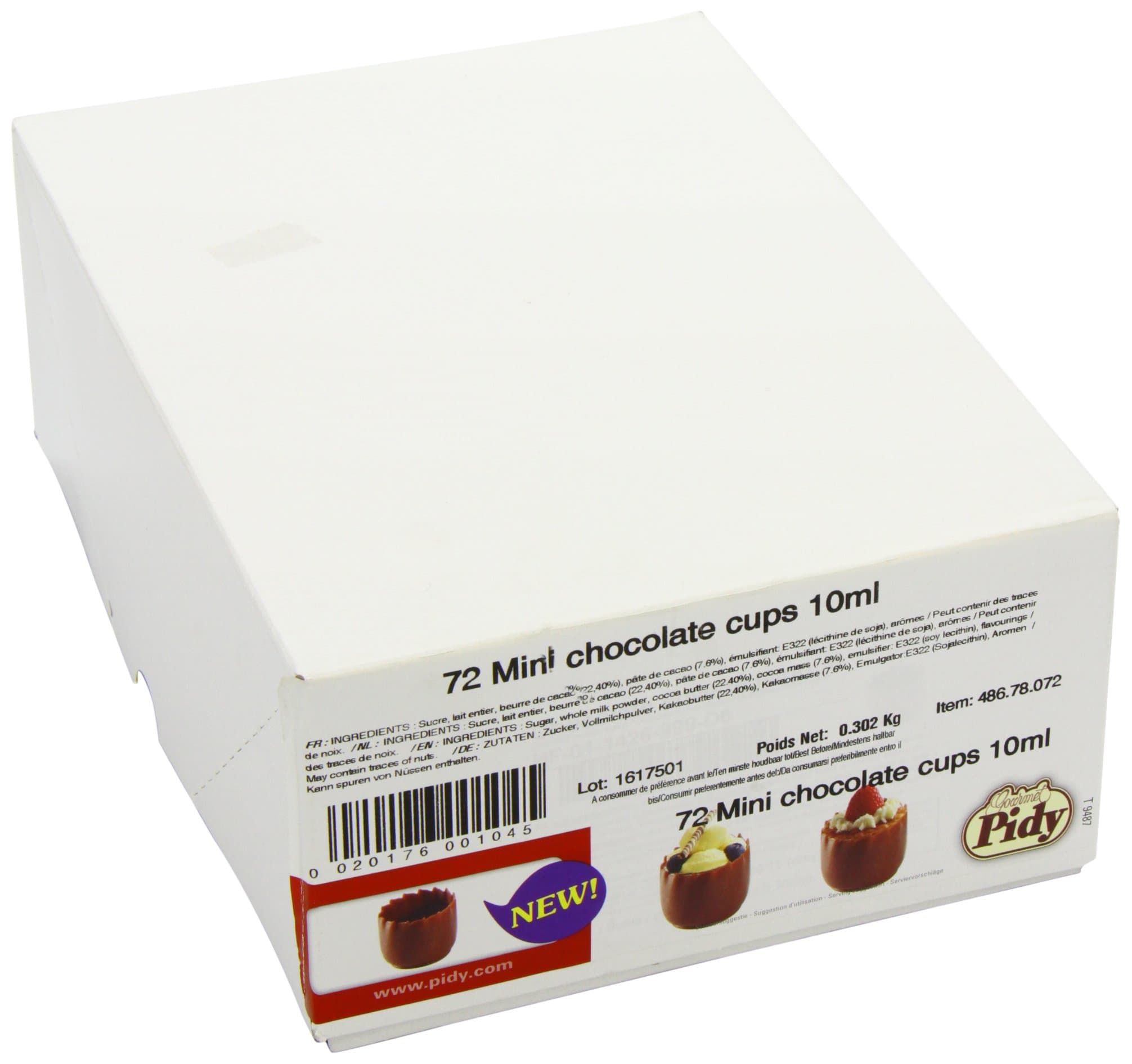 Pidy Mini Milk Chocolate Cups, 10 ml - Pack of 72