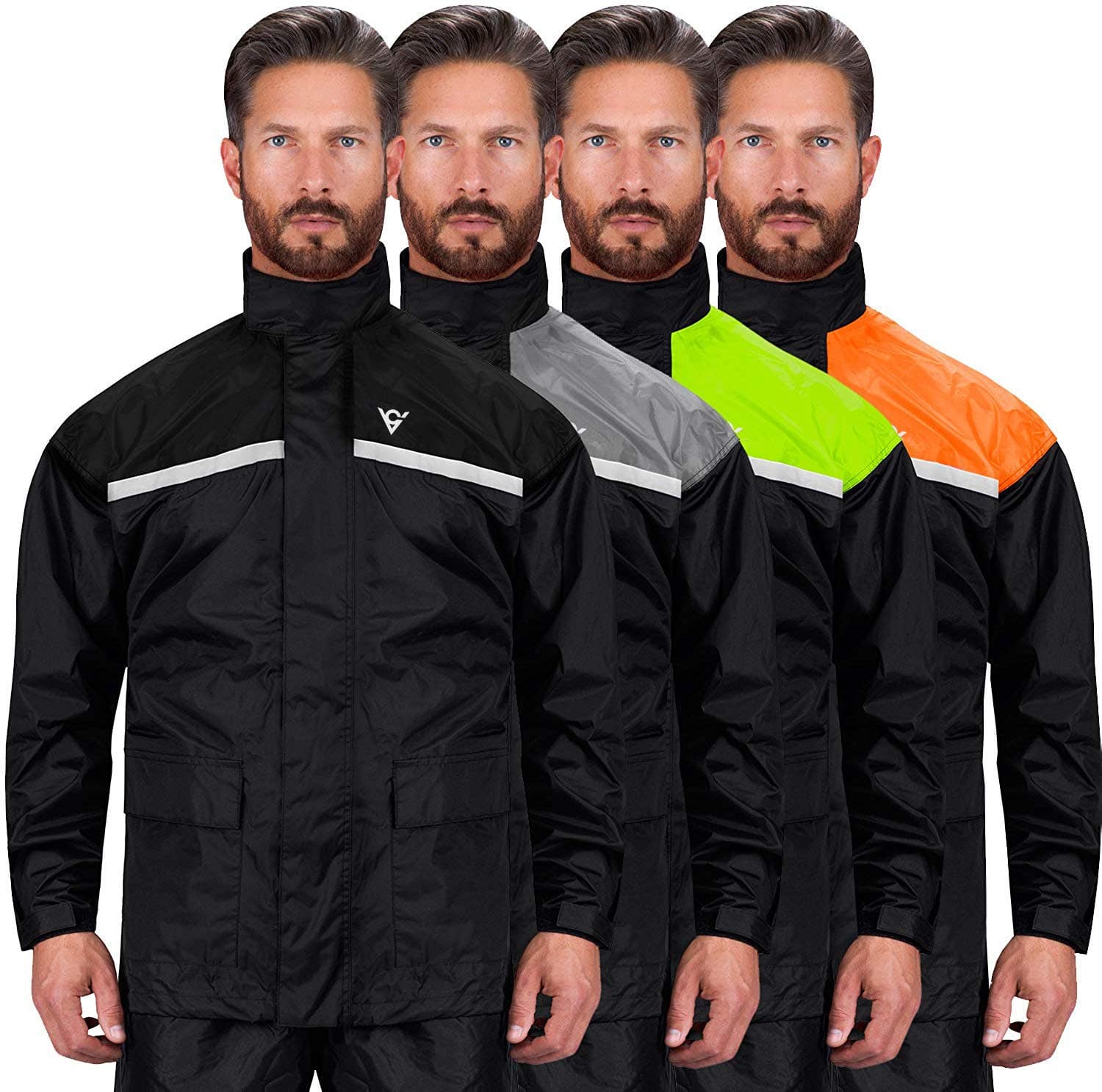 Viking CycleNomad Rain Suit for Men & Women 2 Piece Waterproof Rain Jacket Pant Gear Lightweight Reflective Raincoat with Hoodie