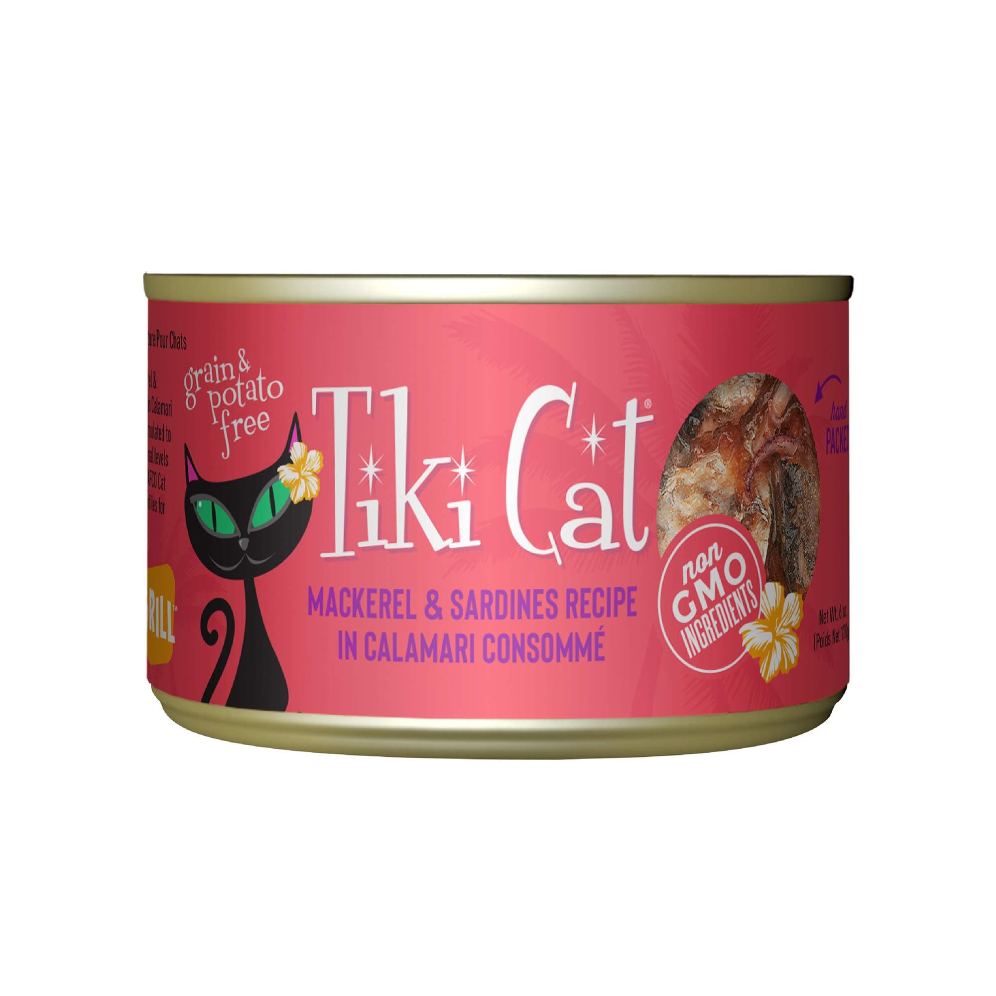 Tiki Cat Grill, Mackerel & Sardines, High-Protein and 100% Non-GMO Ingredients, Wet Whole Foods Cat Food for All Life Stages, 6 oz. Cans (Pack of 8)