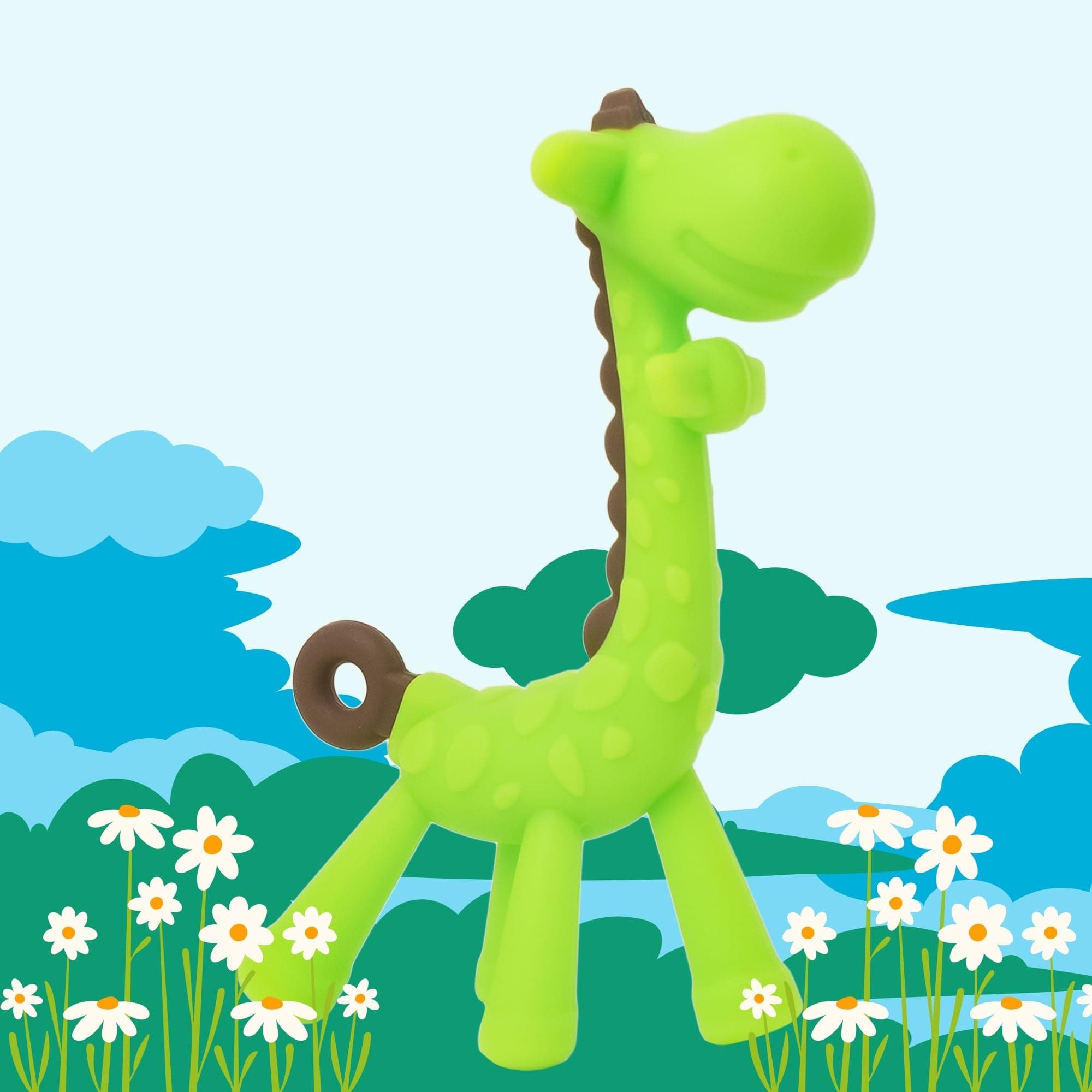 Newborn Giraffe Shape Food Grade/Bpa Free Silicone Teething Baby Teether/Toy/Teething Stick For Babies (Teether Green, Pack Of 1)