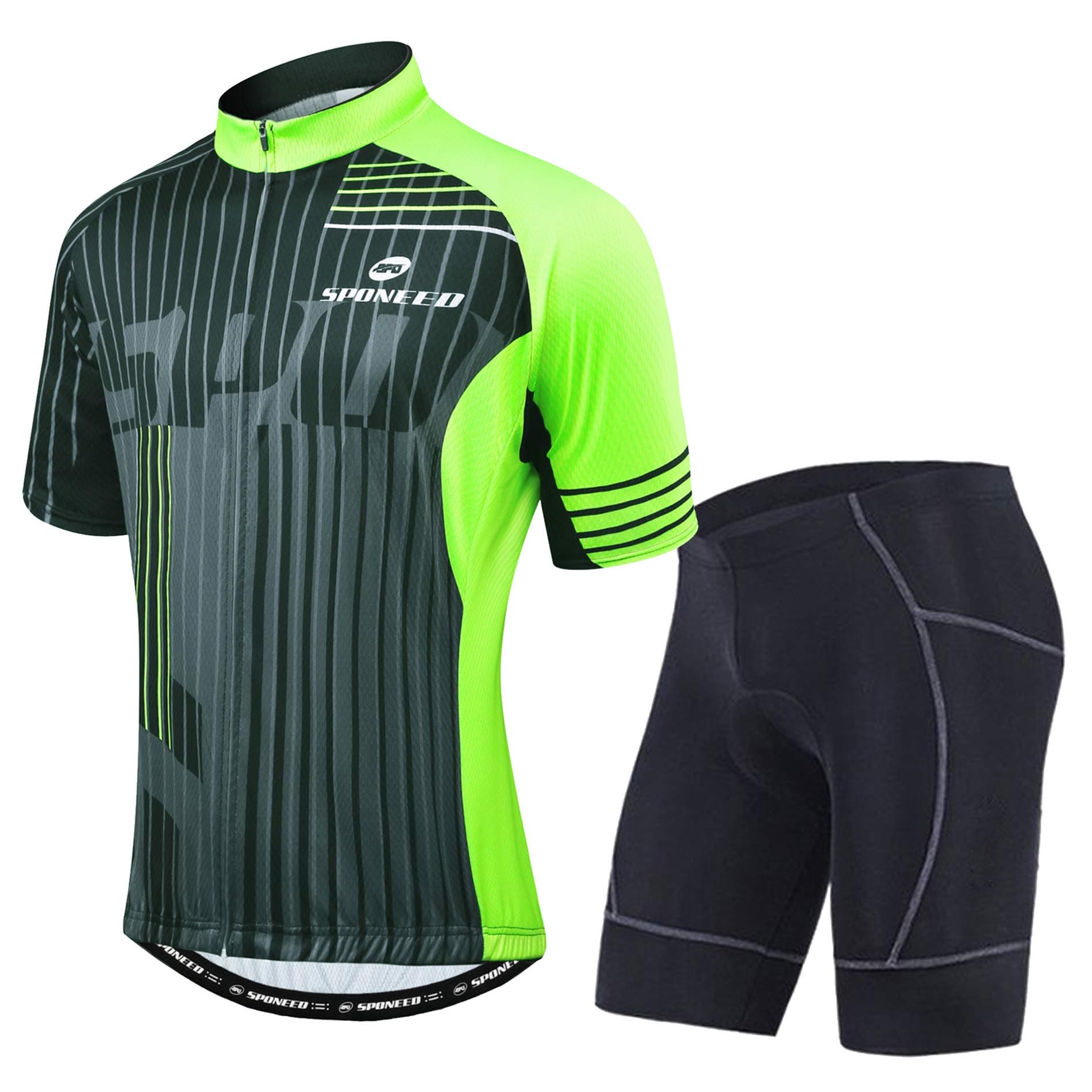 sponeed Bicycle Jersey for Men Cyclist Shirts and Shorts Set Short Sleeve Suits Padded Bike Pants
