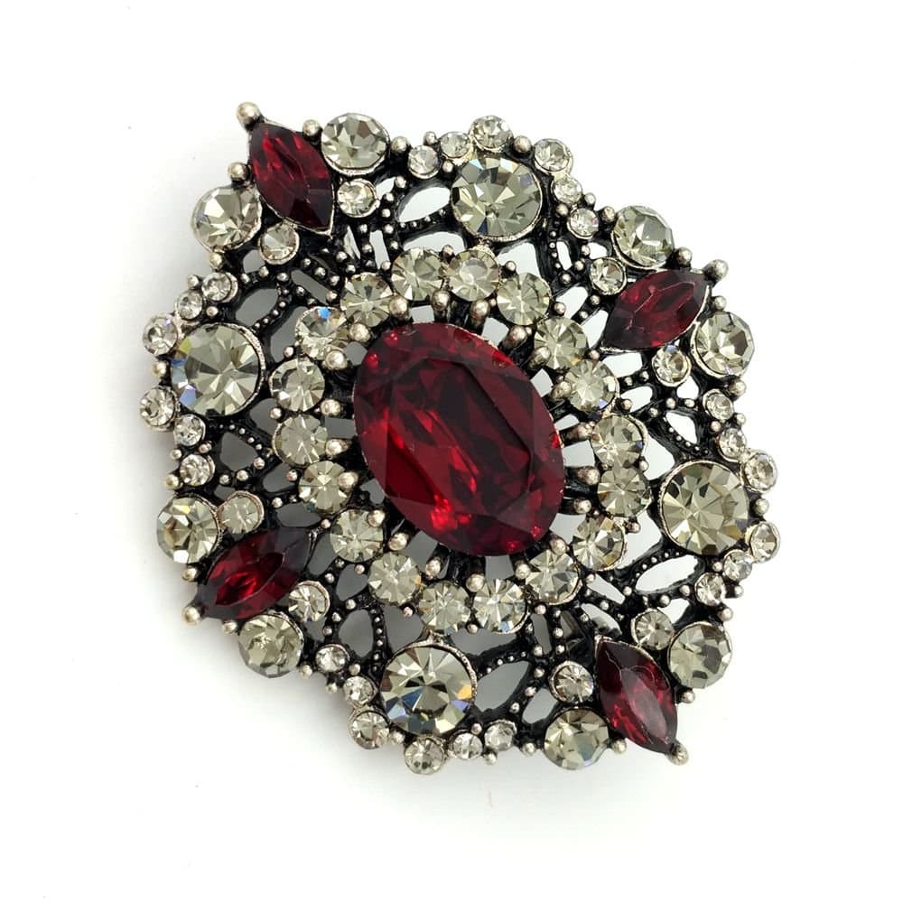 Antique Gold Tone Geometric Foliate Filigree Art Deco Blue Oval Shaped Brooch (Blue)