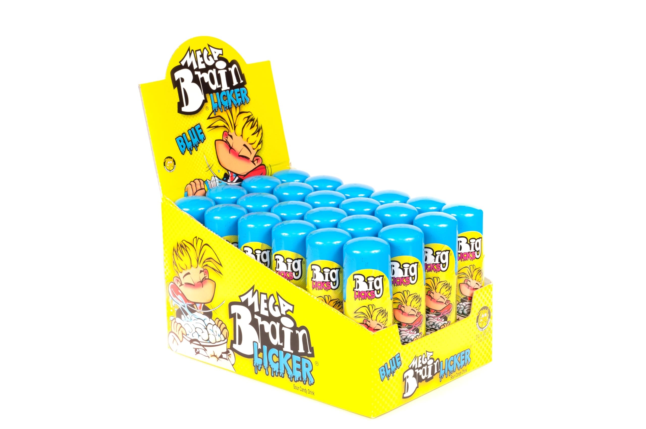 MEGA SIZE 90ml Big Lick Brain Licker Sour Blue Raspberry Candy Rollers x 24
