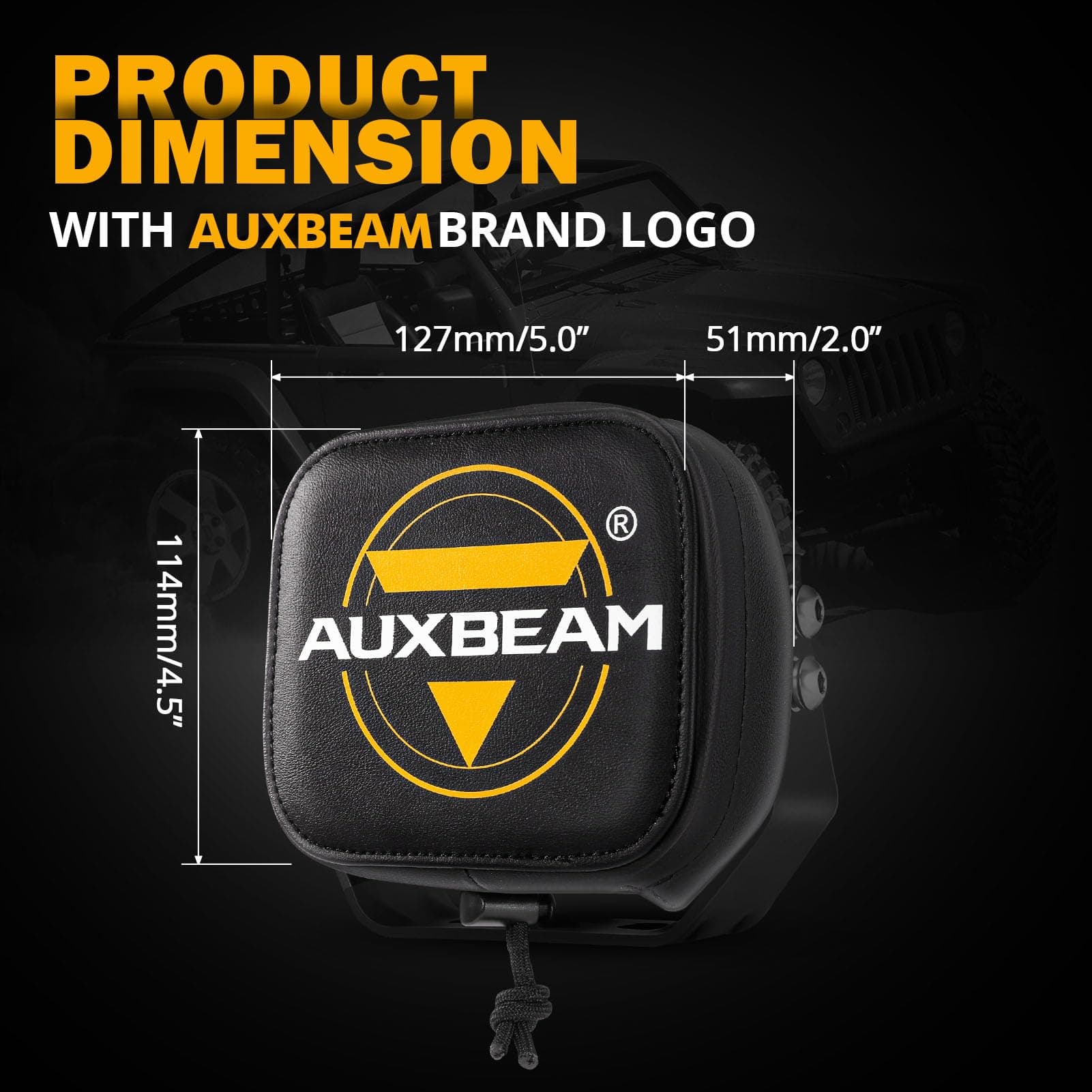 Auxbeam 5 inch Cube Off Road Protective Covers, Black Leather Case Offroad Light Covers for LED Pods Cube Driving Square Light Bar Fog Bumper Roof A-Pillar 2PCS