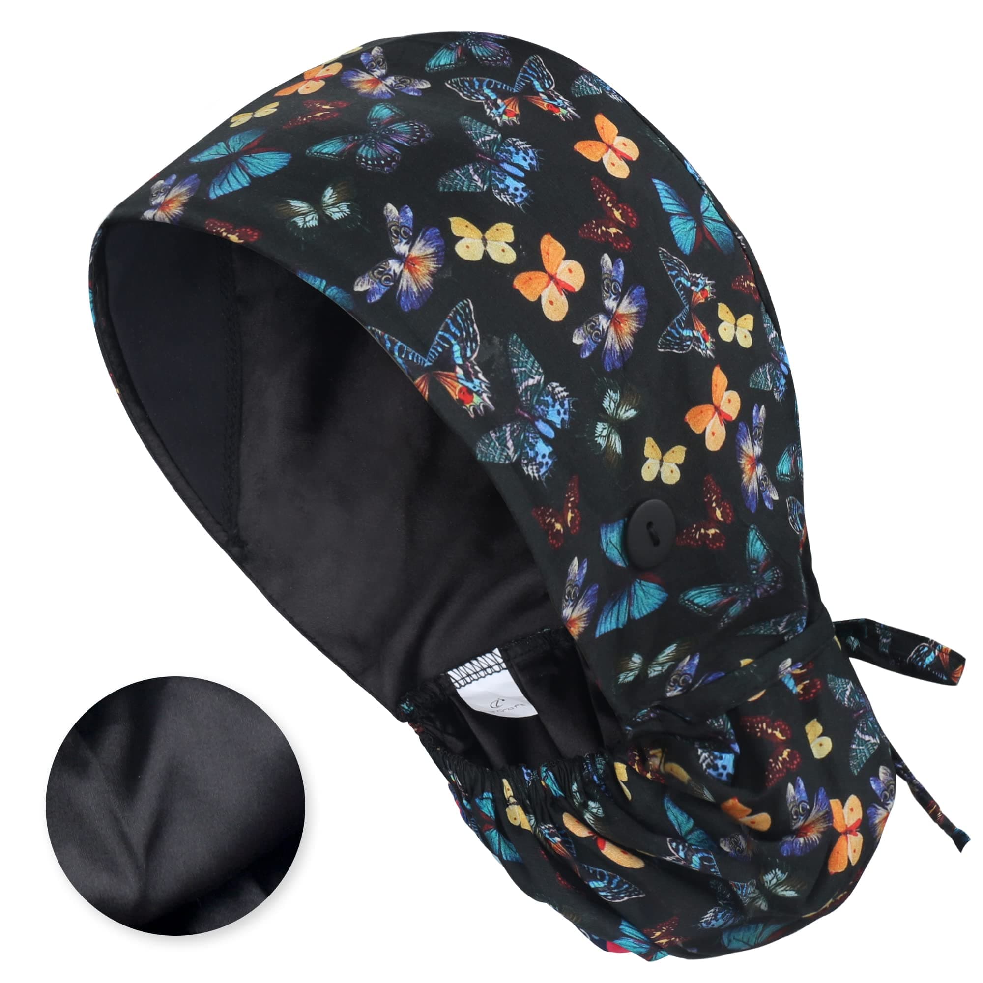 QBA Adjustable Working Cap with Button, Cotton Working Hat Sweatband, Elastic Bandage Tie Back Hats for Women & Men, One Size