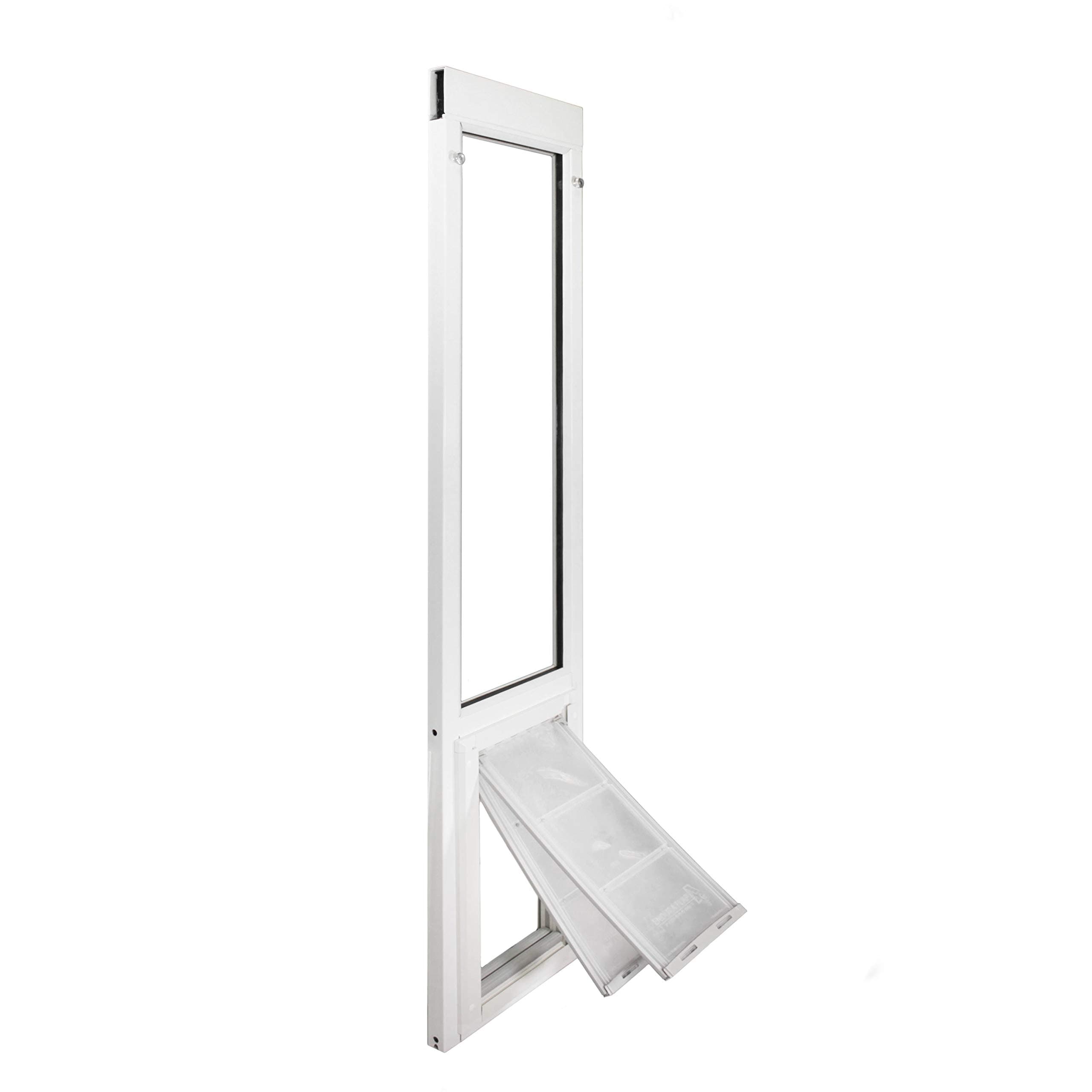 Endura Flap Pet Door for Vinyl Sliding Glass Doors | Dual-Flap Extreme Weather Design | Insulated, Energy-Efficient Dog Door with Locking Security | White, Small Flap, 74.75"-77.75" Slider Height