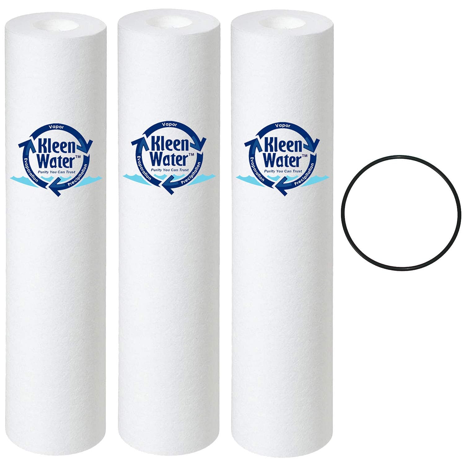 KleenWater Dirt Sediment 2.5 x 10 Inch, 20 Micron Water Filter Compatible With GE GXWH01C, GX1S15C, FXWTC, FXUSC, FXWPC & FXWSC Set of 3 - O-ring Qty1