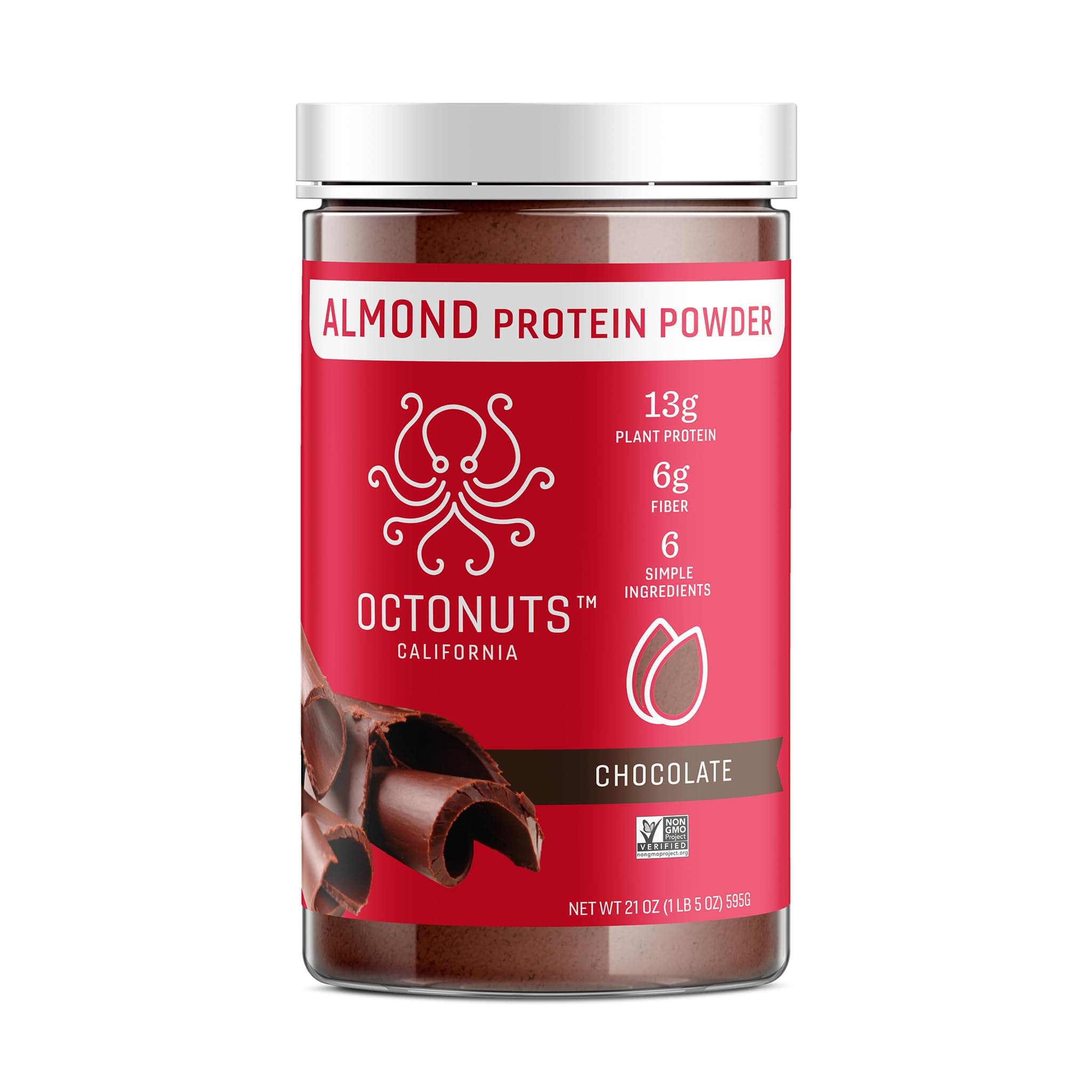Chocolate Almond Protein Powder, 21 Ounce, Made with California Almonds, 13g Plant Based Protein, Keto, Paleo Friendly, Vegan, Gluten Free, 17 Servings