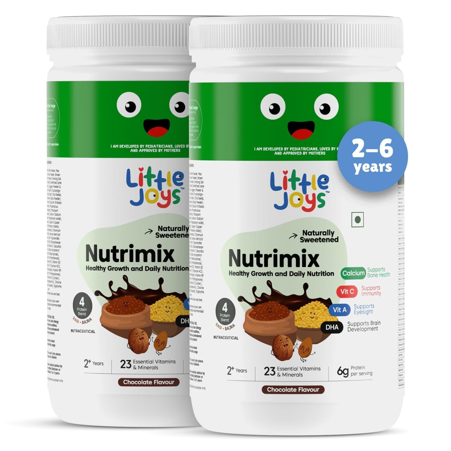 NutriMix Powder – Chocolate I Complete Nutrition Drink for Kids (2+ Years) I No Refined Sugar I Calcium, DHA, Vit A, C I Almonds, Dates, Walnuts, Chia & Flax I 100% Vegetarian I 800 gm