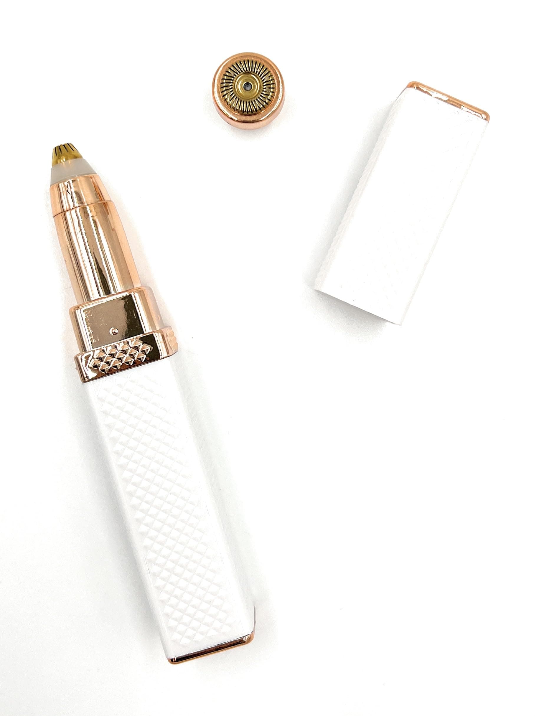 VIOFacial Women Hair Remover and Eyebrow Trimmer, Painless Precision Portable Razor for Face, Rechargeable Lipstick Style Trimmer for Lips, Nose, Chin and Facial Hair (Lipstick Style - White)