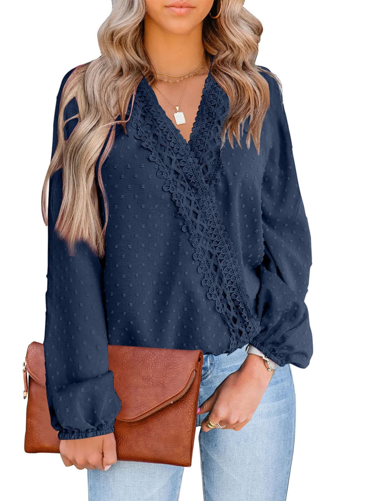 LOLONG Womens Tops Short/Long Sleeve V Neck Chiffon Blouses Dressy Casual Pom Poms Shirts