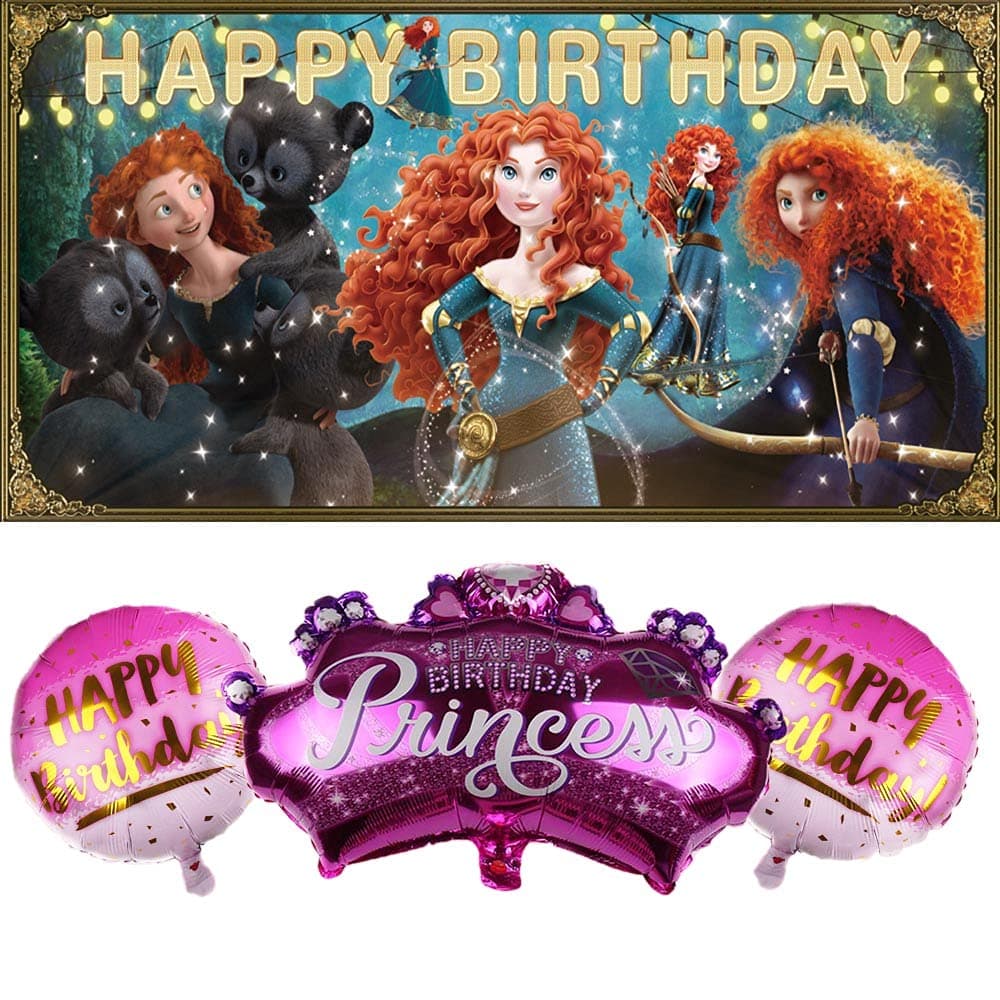 Brave Party Supplies | Disney | Merida | Princess | Balloons | For Girl | Banner | Backdrop | Birthday | Decorations | Set | Decor