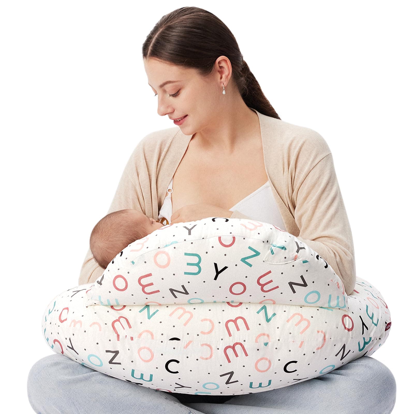 Momcozy Original Nursing Pillow for Breastfeeding, Plus Size Breastfeeding Pillows for More Support, with Adjustable Waist Strap and Removable Cotton Cover, Colorful Wildlife