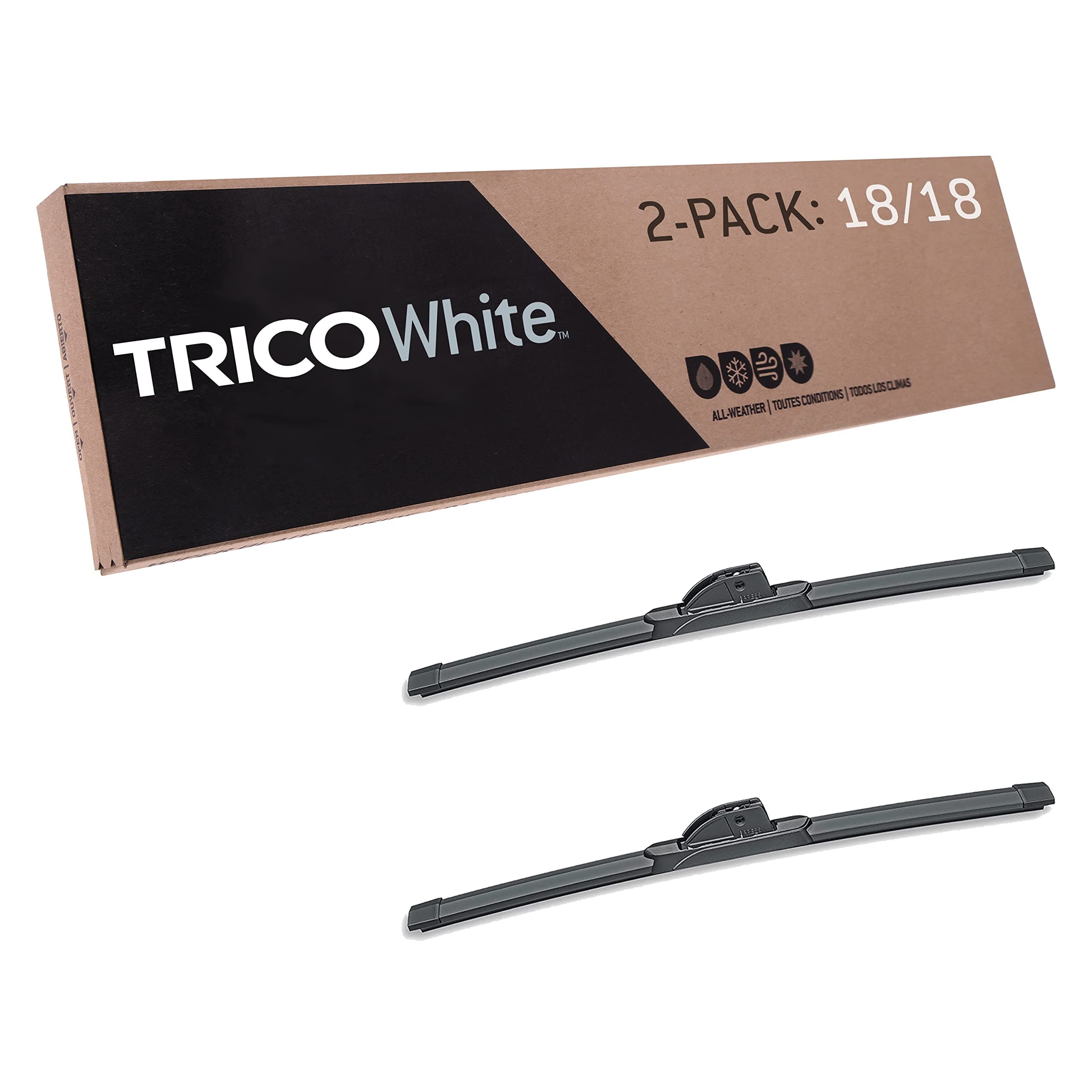 TRICO White™ (35-1818) 18 & 18 Inch Pack of 2 Automotive Replacement Windshield Wiper Blades for My Car Extreme Weather Beam Blade for Select Vehicle Models