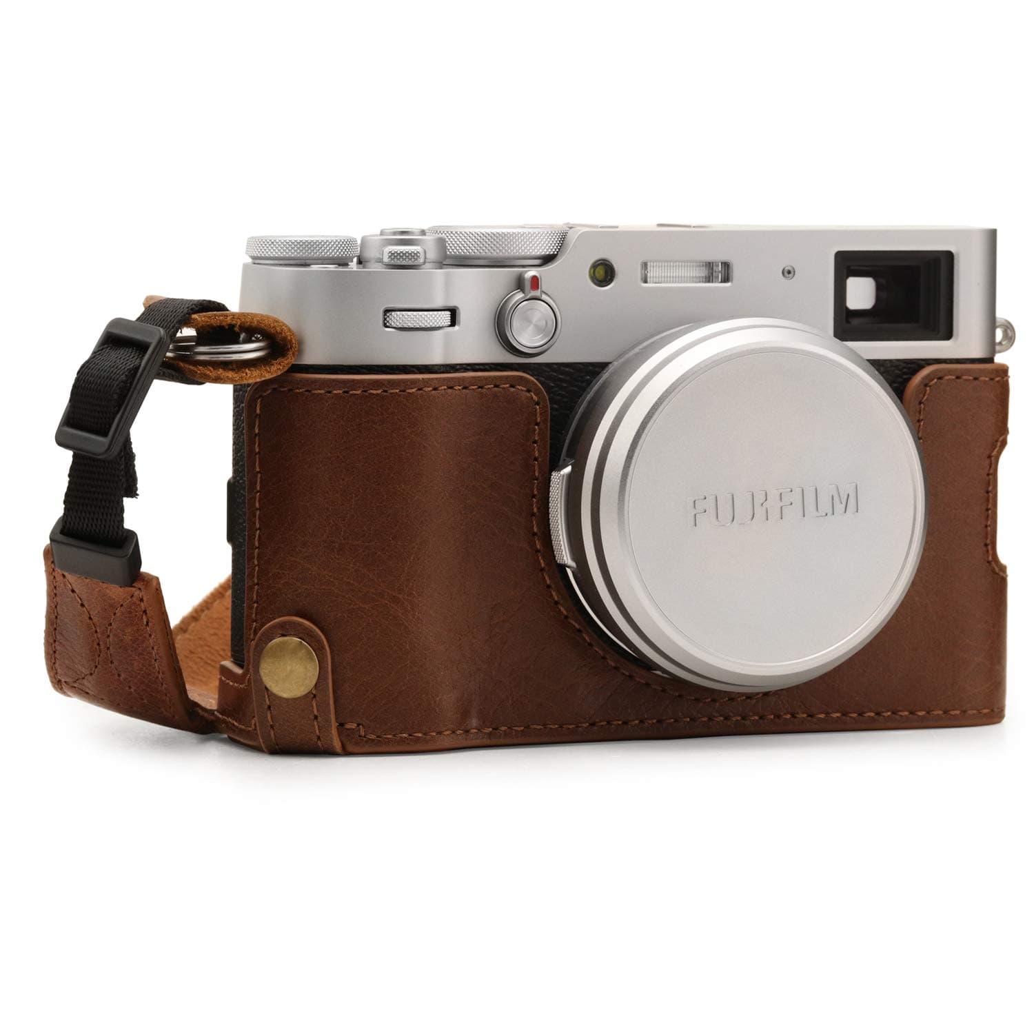 MegaGear MG1895 Ever Ready Genuine Leather Camera Half Case compatible with Fujifilm X100V - Brown