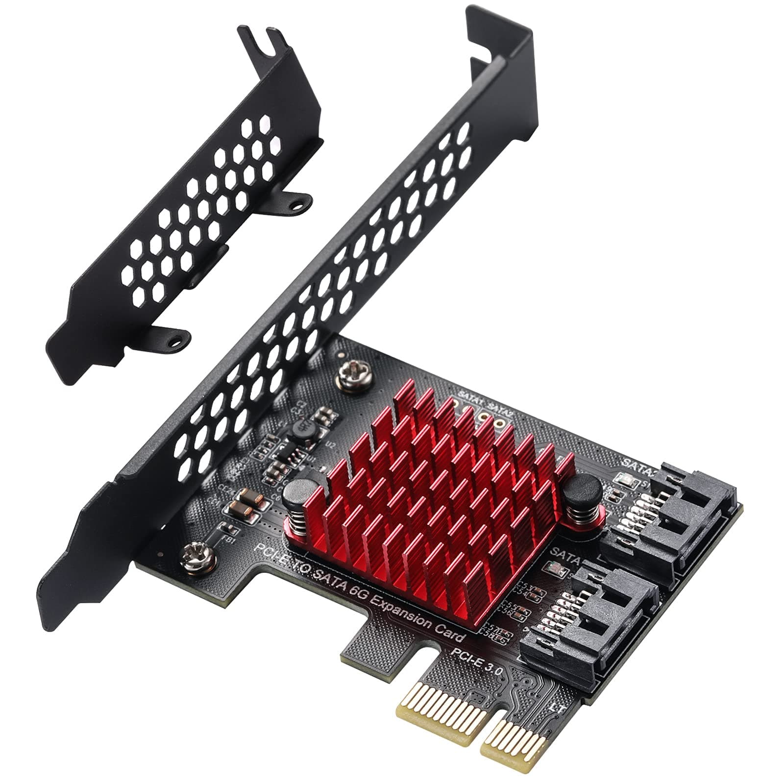 PCIe SATA Card 2 Port - PCI Express SATA 3.0 GEN3 Expansion Card - 6 Gbp/s SATA Controller Expansion Cards with Low-Profile Bracket (Chip JMICRON+JMB582)