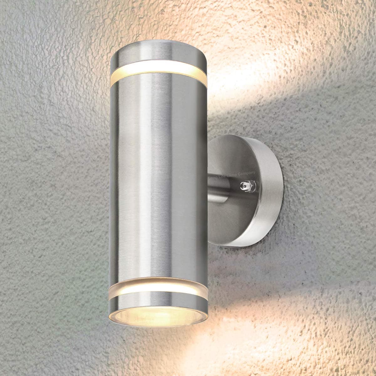 Long Life Lamp Company Exterior Outdoor Up Down Wall Light IP65 Transparent Diffuser Stainless Steel ZLC308 Use with LED GU10 Bulb Only
