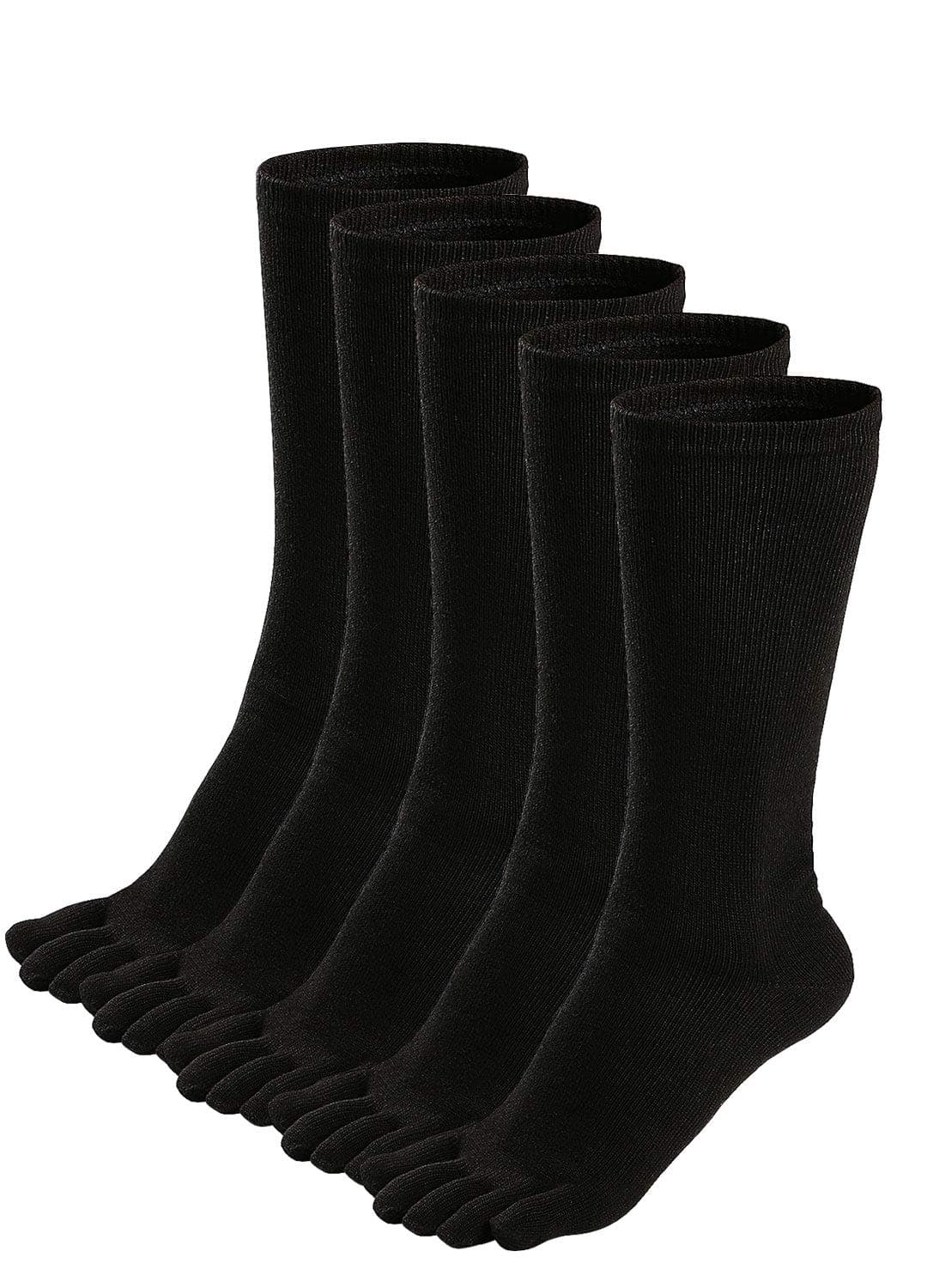 Mens Toe Socks Cotton Five Finger Socks Sports Running Crew Socks, UK 6-10/EU 39-45, 3/5 Pairs
