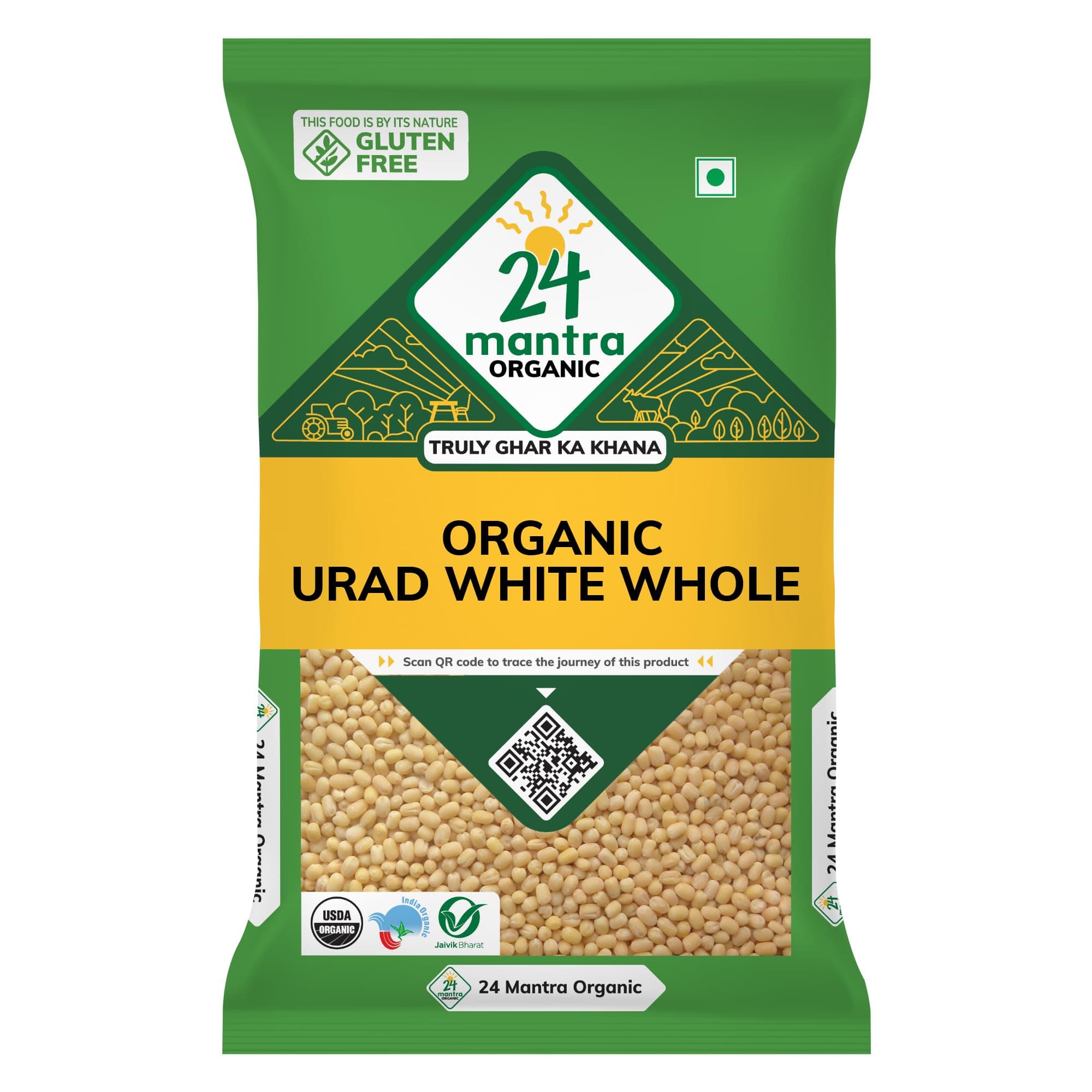 24 Mantra Organic Urad White Whole 500g