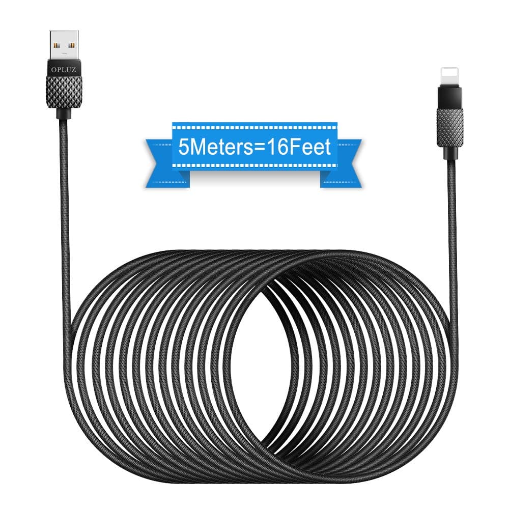 Opluz 16FT Charging Cable, 5M USB Phone Charger Cord Fast Charging Durable Braided Nylon Cord Compatible with Phone X / 8/8 Plus / 7/7 Plus / 6S / 6S Plus / 6/6 Plus/SE, Pad and Pod Touch