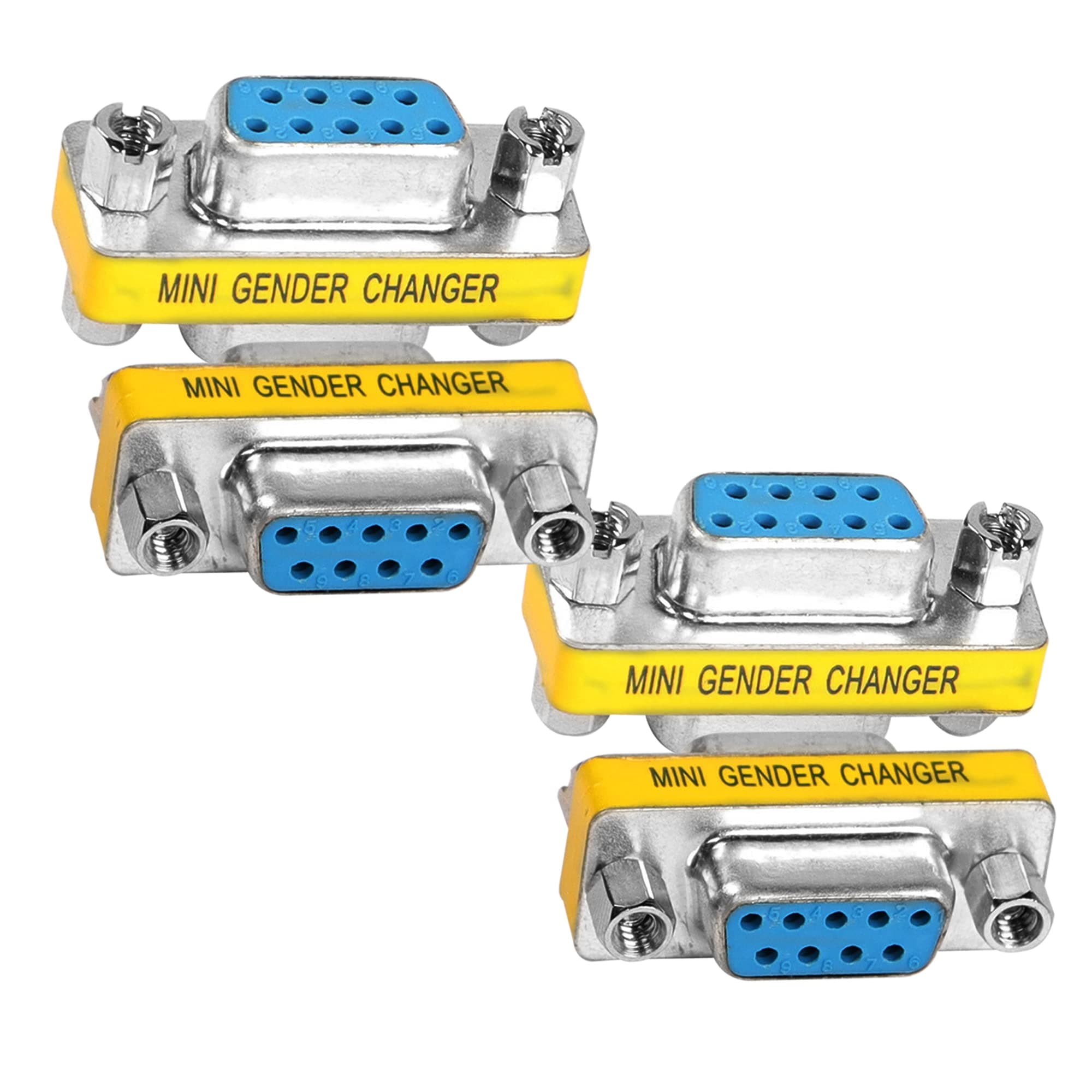 MEIRIYFA DB9 Gender Changer D-SUB 9 Pin RS-232 Connector Serial Port Cable Coupler Adapter for Serial Applications-4Pcs (Female to Female)