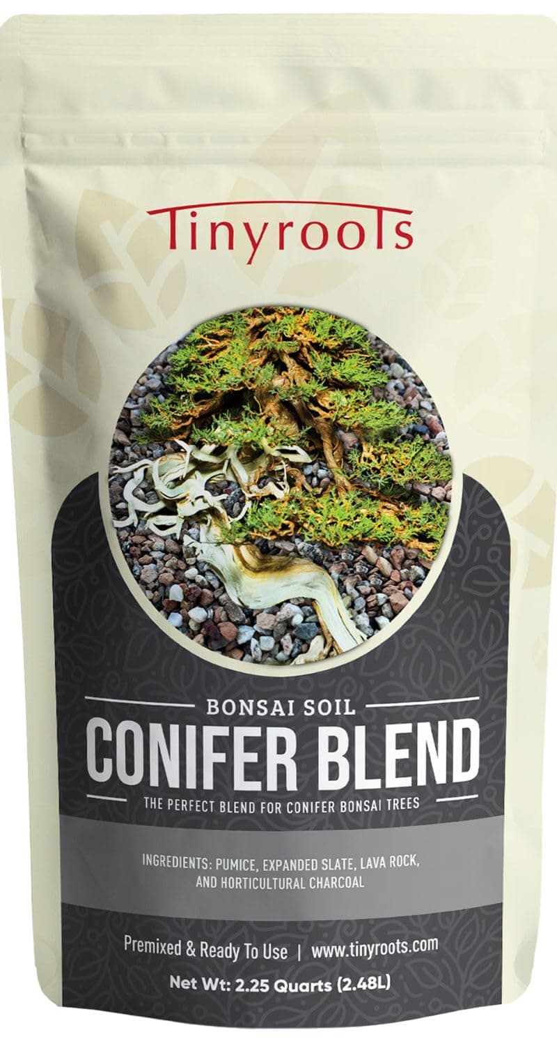 Tinyroots Conifer Bonsai Soil Blend – 2.25 Quarts - Formulated and Pre-Mixed for Junipers, Japanese Black Pines, White Pines, Cedar, Cypress and All Other Conifers