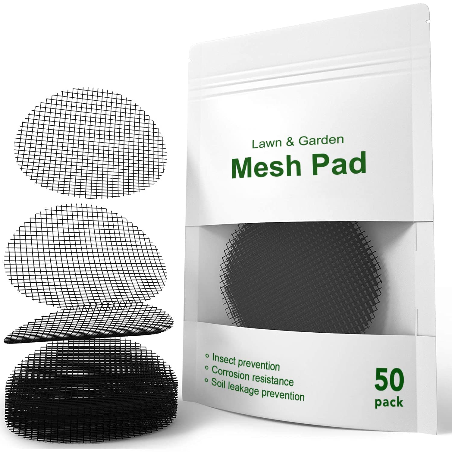 LE TAUCI Flower Pot Hole Mesh Pad, 2 Inch Round Drainage Hole Screens Prevent Soil Loss Anti, Bonsai Pot Bottom Grid Mat Mesh, Gardening Gifts for Women, 50 Pack