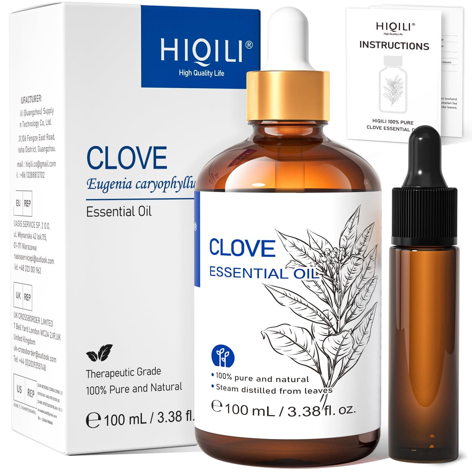 Clove Oil for Toothache Pain Relief, Pure & Natural Essential Oils for Teeth and Gums, Aromatherapy, Diffuser, Hair & Skin, DIY Spray - 100ML