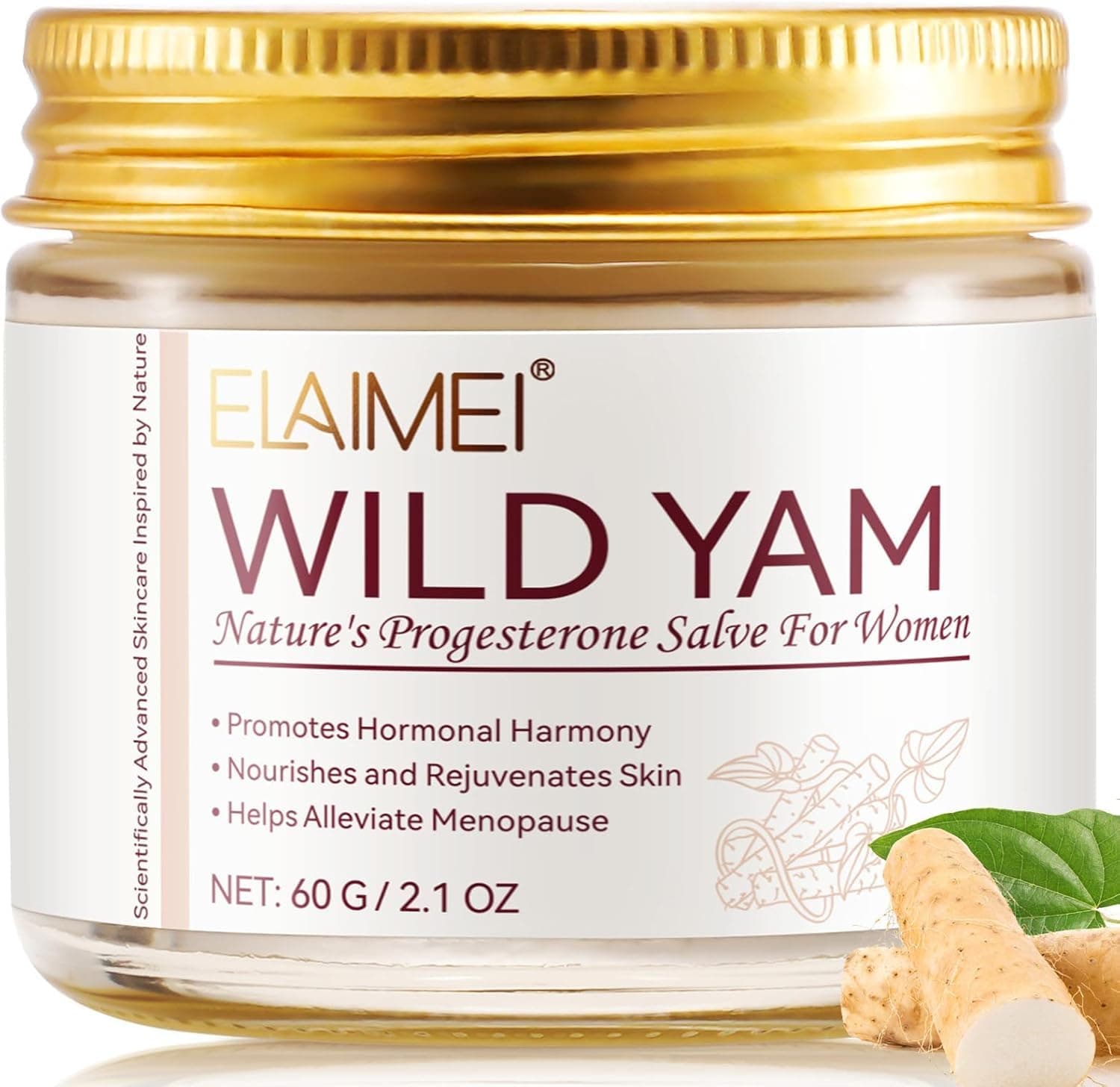 Wild Yam Cream 60g, Organic Wild Yam Cream, Natural Skincare Products, Rich In Vitamins Nourish The Skin and Rejuvenates Skin with Wilds Yams, Castor Oil, Shea Butter
