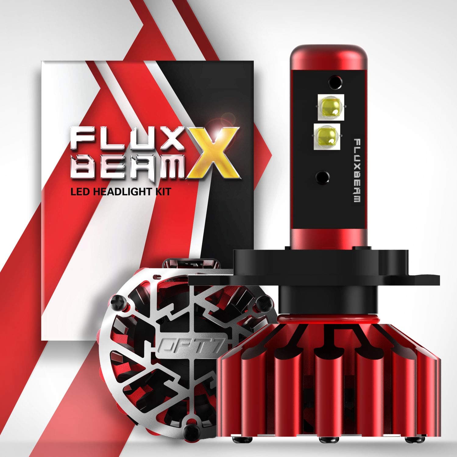 FluxBeam X H4 9003 LED Headlight Bulbs w/Arc-Beam Lens - 13,000LM 6000K Daytime White - All Bulb Sizes - 140w