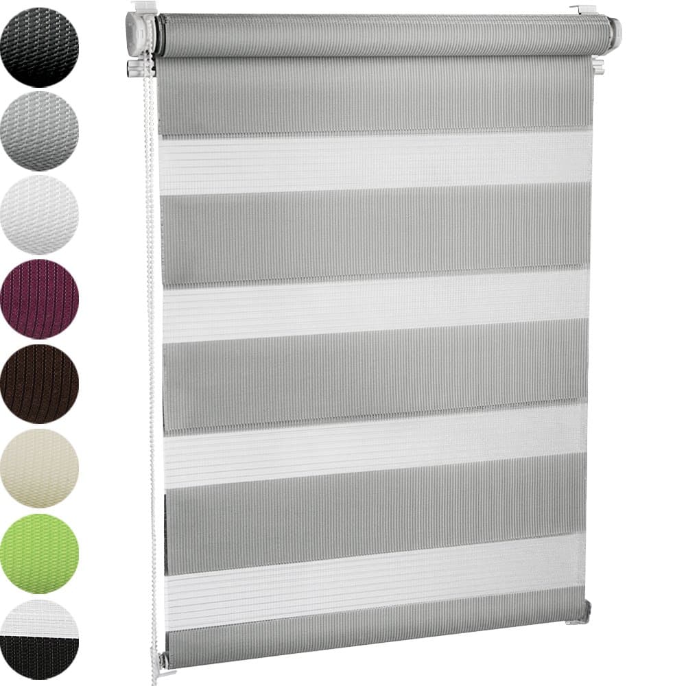 MIADOMODO Window Blinds - Translucent or Blackout Vision Curtains for Window and Door - Zebra Roller Blinds, Rollo Blind, Shade Blind