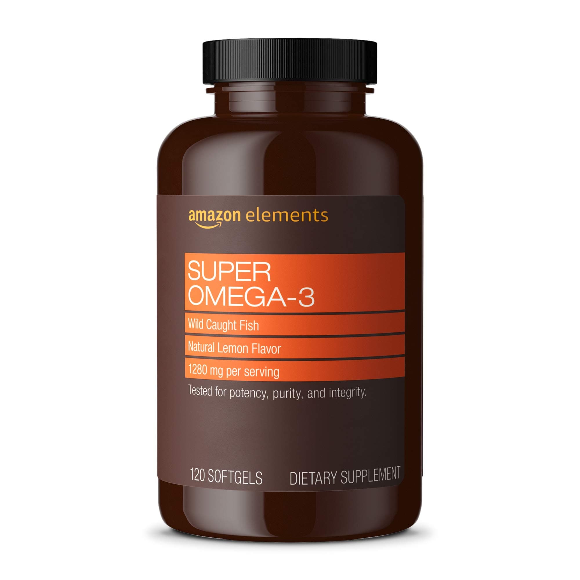 Super Omega-3, Wild-Caught Fish Oil, Natural Lemon Flavor, EPA & DHA Omega-3 Fatty Acids, 1280 mg per Serving, 120 Softgels (Packaging may vary)