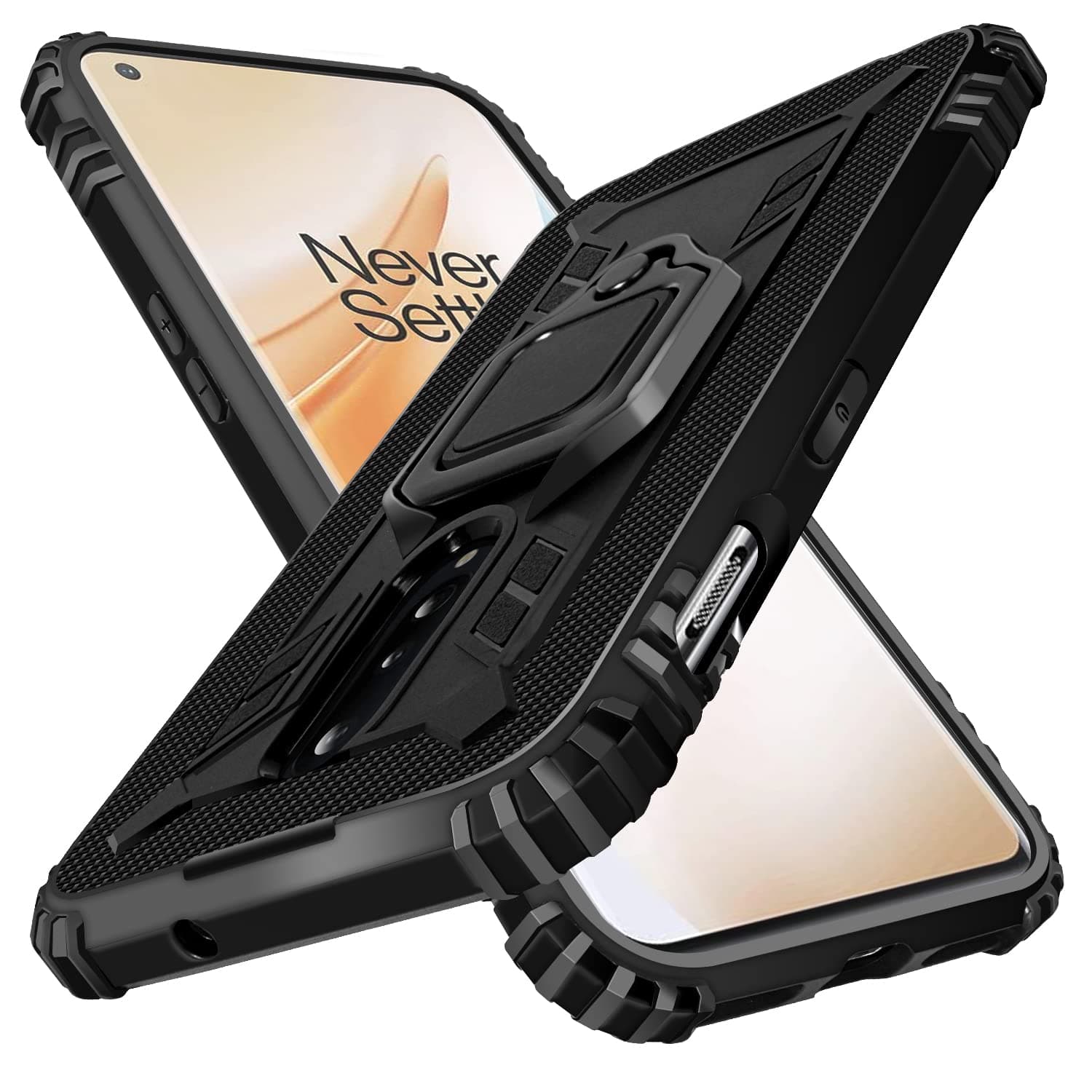 Shields Up for OnePlus 8 Case, 1+8 Case with Kickstand, | 10ft. Drop Tested | Carbon Case | Ultra Slim | Lightweight | Scratch Resistant | Shockproof Rugged Protective Cover for OnePlus 8 -Black