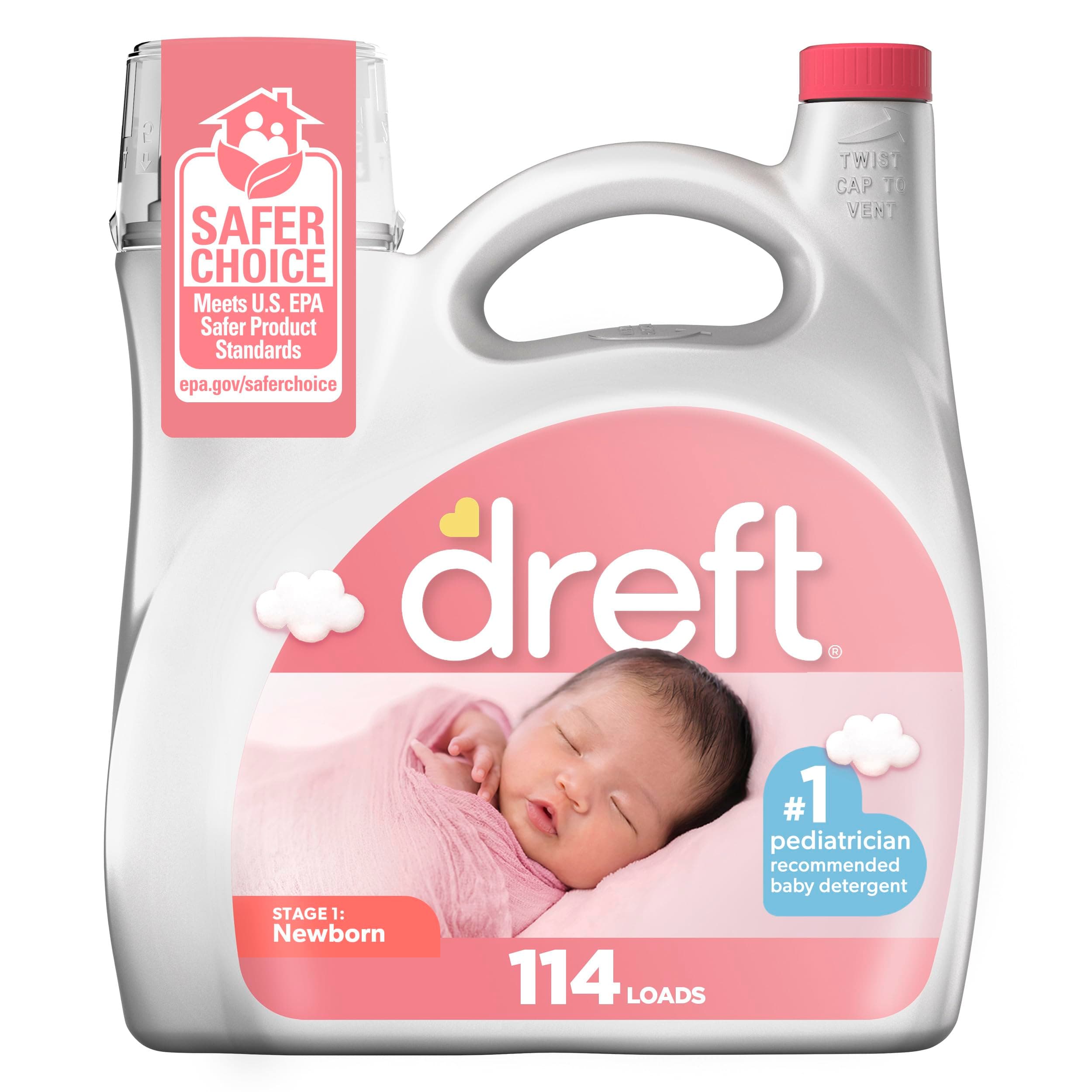 Stage 1: Newborn Baby Liquid Laundry Detergent, 114 loads, 165 fl oz