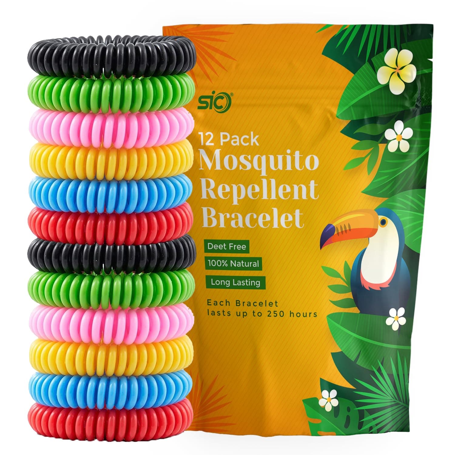 12 Pack Mosquito Repellent Bracelets | Outdoor Bug Repellent Wristbands | Natural Insect Repellent Bracelet | Non-Toxic Deet-Free Mosquito Repellent Bracelet Travel Essentials for Kids & Adults