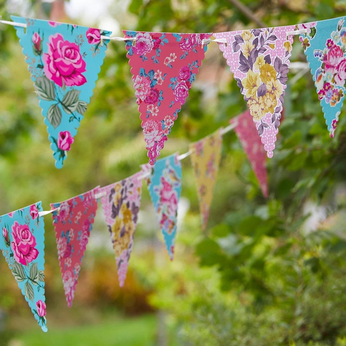 Talking Tables Floral Tea Party Bunting Decorations | Truly Scrumptious | Great For Birthday Party, Baby Shower, Wedding And Anniversary | Paper, 4M