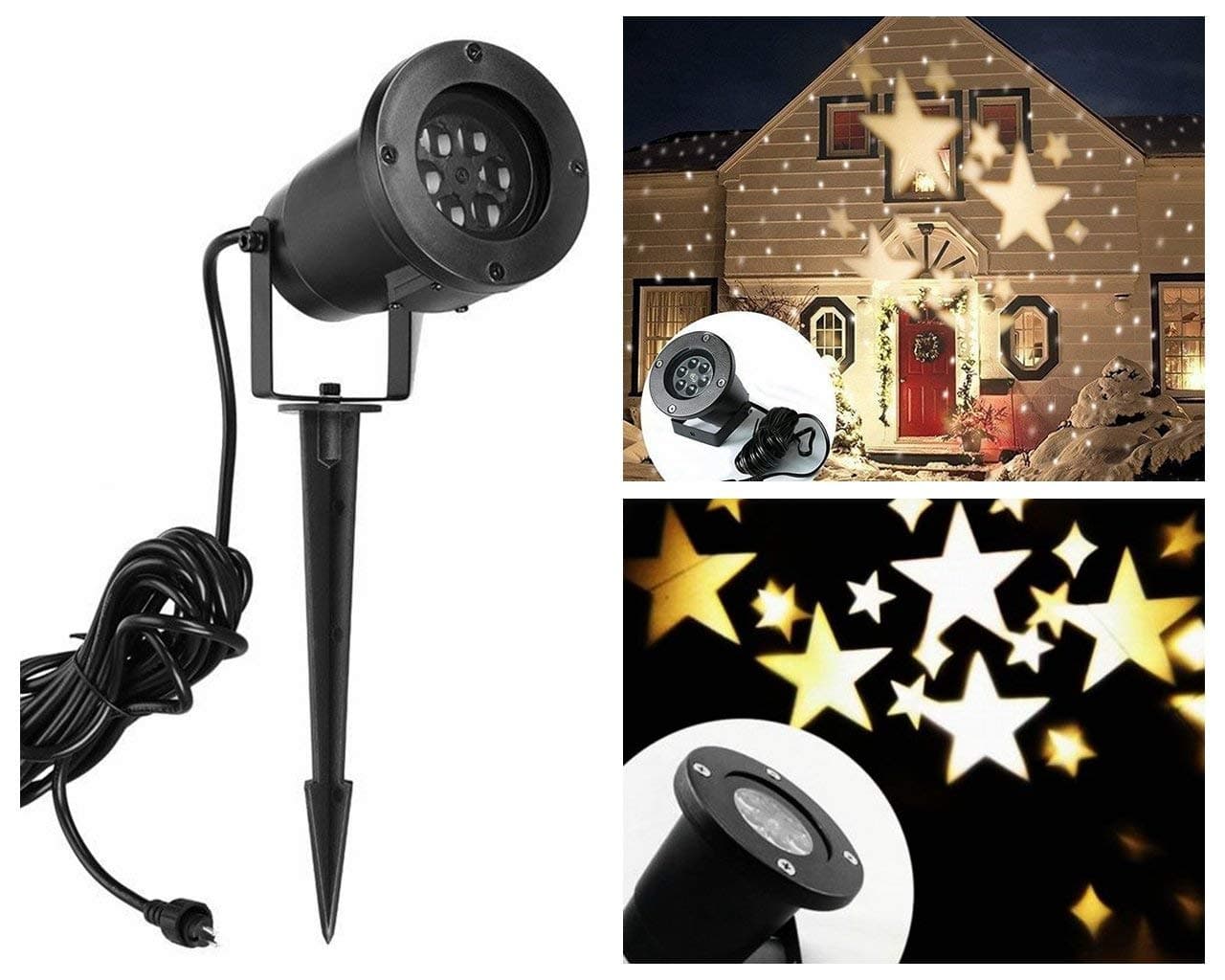 Christmas Projector Light Star Moving Holiday Decorations Outdoor Indoor Decor LED Landscape Projection Spotlight, Warm White, YG-TYD