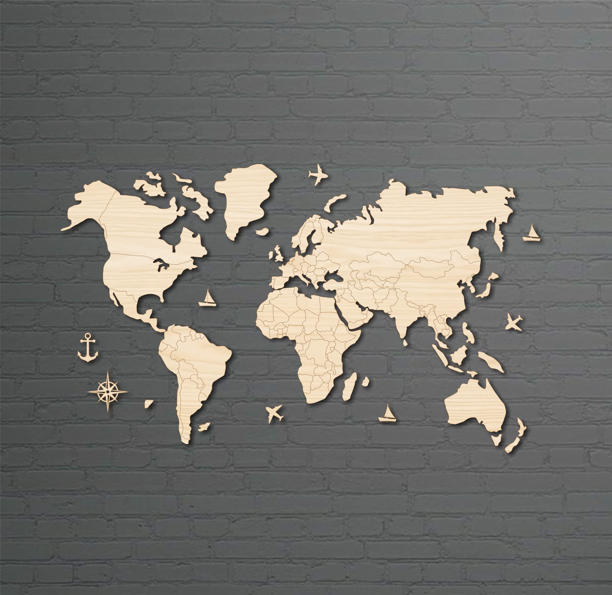 AD INFINITUM® 3D Wooden World map | Home Decor | Office Decor | a great gift for travellers | wall decor (Country Borders Without Name, 3 x 2 feet)