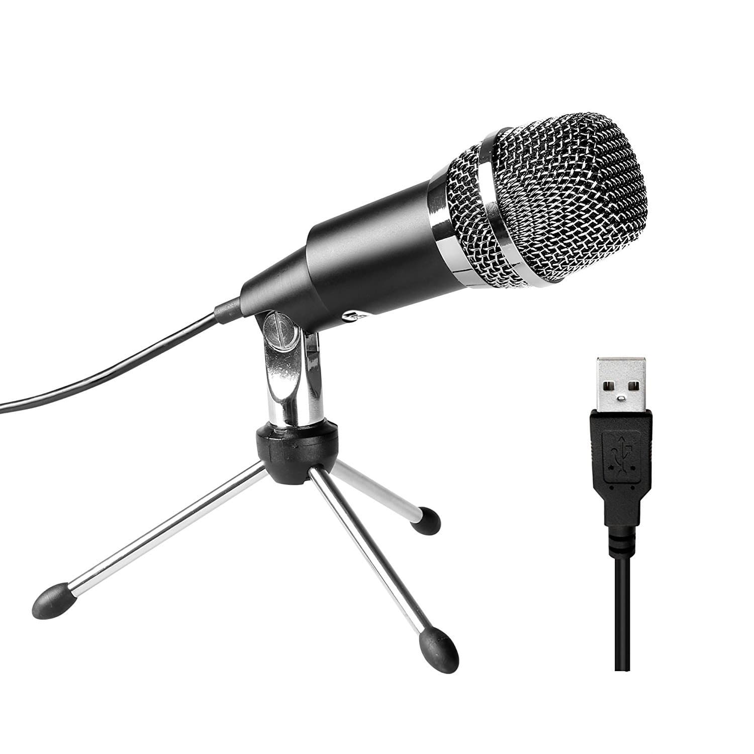 K668 USB Microphone, Plug and Play Home Studio USB Condenser Microphone for Skype, Recordings for YouTube, Google Voice Search, Games, for Windows and Mac