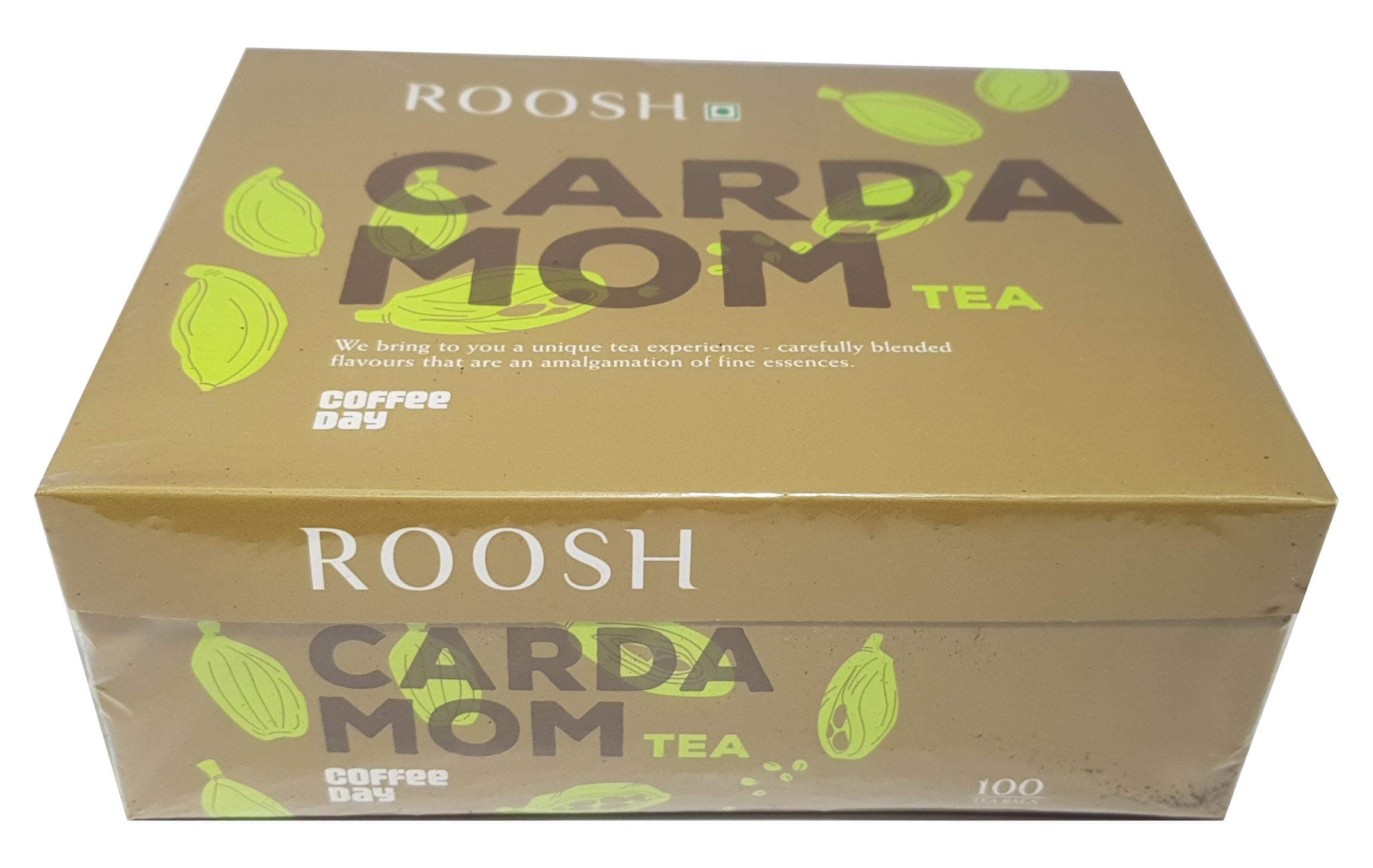 coffee day beverages Roosh Premium Cardamom 100 Chai Tea Bags, 200 Grams