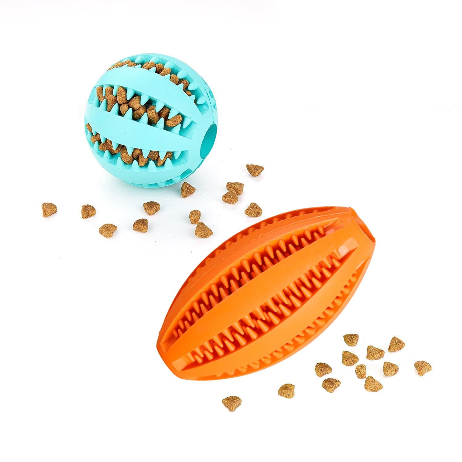 Saebye Dog Balls - Football Dog Toy - Dog Puzzle Toys - Nontoxic Bite Resistant Rubber Dog Toy Ball Teeth Clean, IQ Training, Exercise, Game