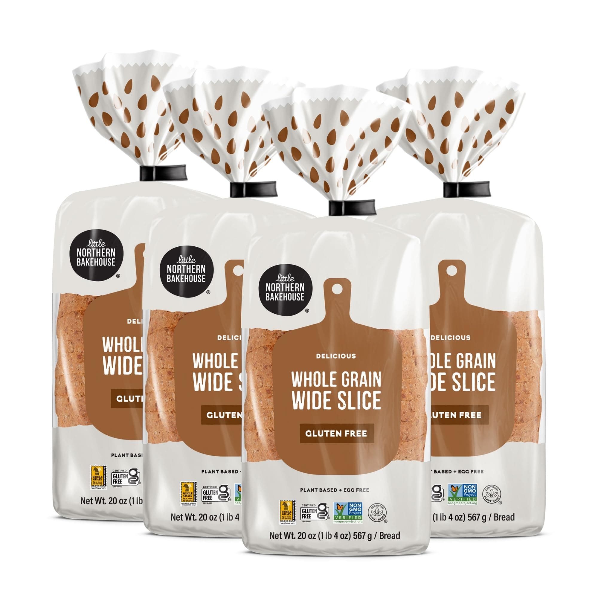 Wide Sliced White Gluten Free Bread, Vegan Bread, Non-GMO and Allergy-Friendly, Gluten Free Food, Meals, Snacks - Wide Sliced Whole Grain (8 pack, 20. oz each)
